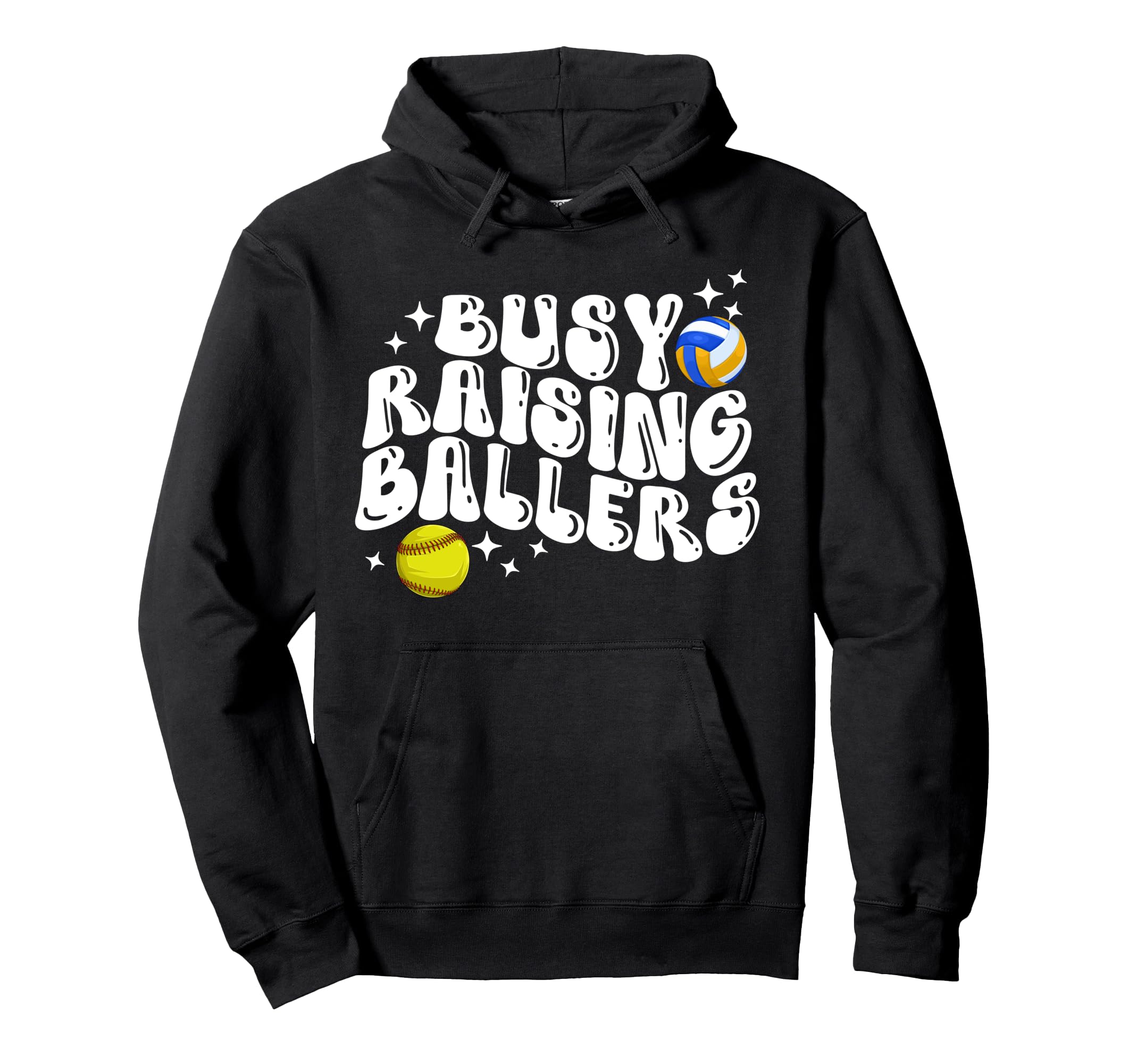 Busy Raising Ballers Volleyball Softball Hoodie - Unique Graphic Men Women - T-Shirt, Sweatshirt, Hoodie
