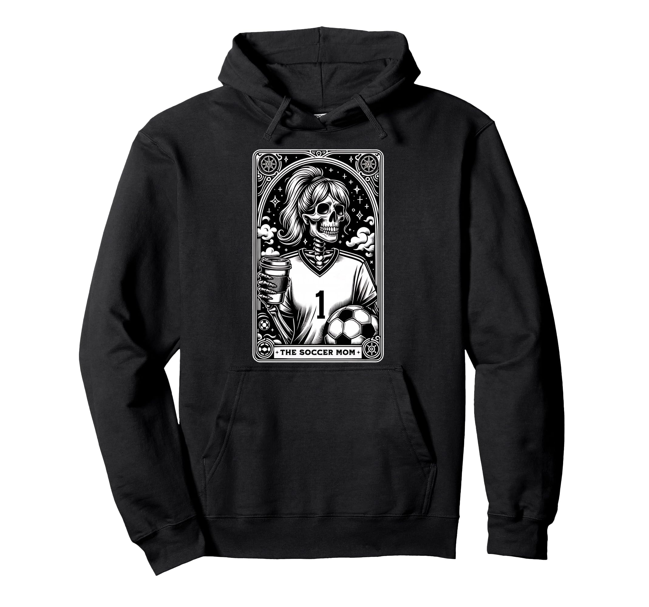 Funny Soccer Mom Skeleton Tarot Card Hoodie - Graphic Print Unisex - T-Shirt, Sweatshirt, Hoodie