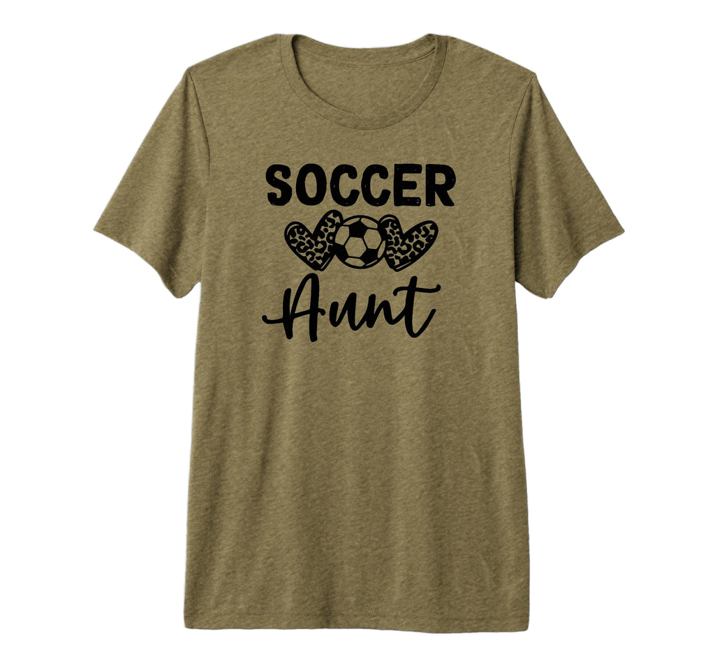 Soccer Aunt Leopard Tri Blend T-Shirt - Minimalist Print Men Women - T-Shirt, Sweatshirt, Hoodie