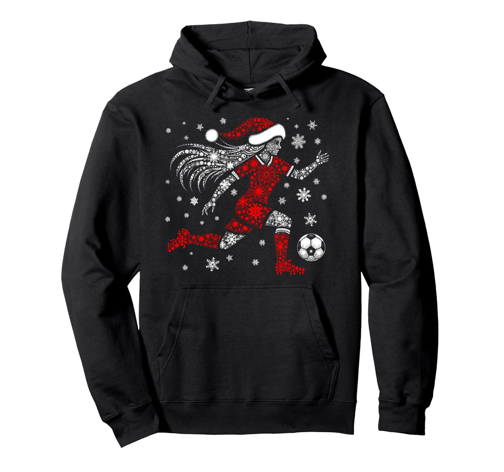 Santa Holiday Snowflakes Soccer Player Hoodie - Casual Everyday Wear Unisex - T-Shirt, Sweatshirt, Hoodie