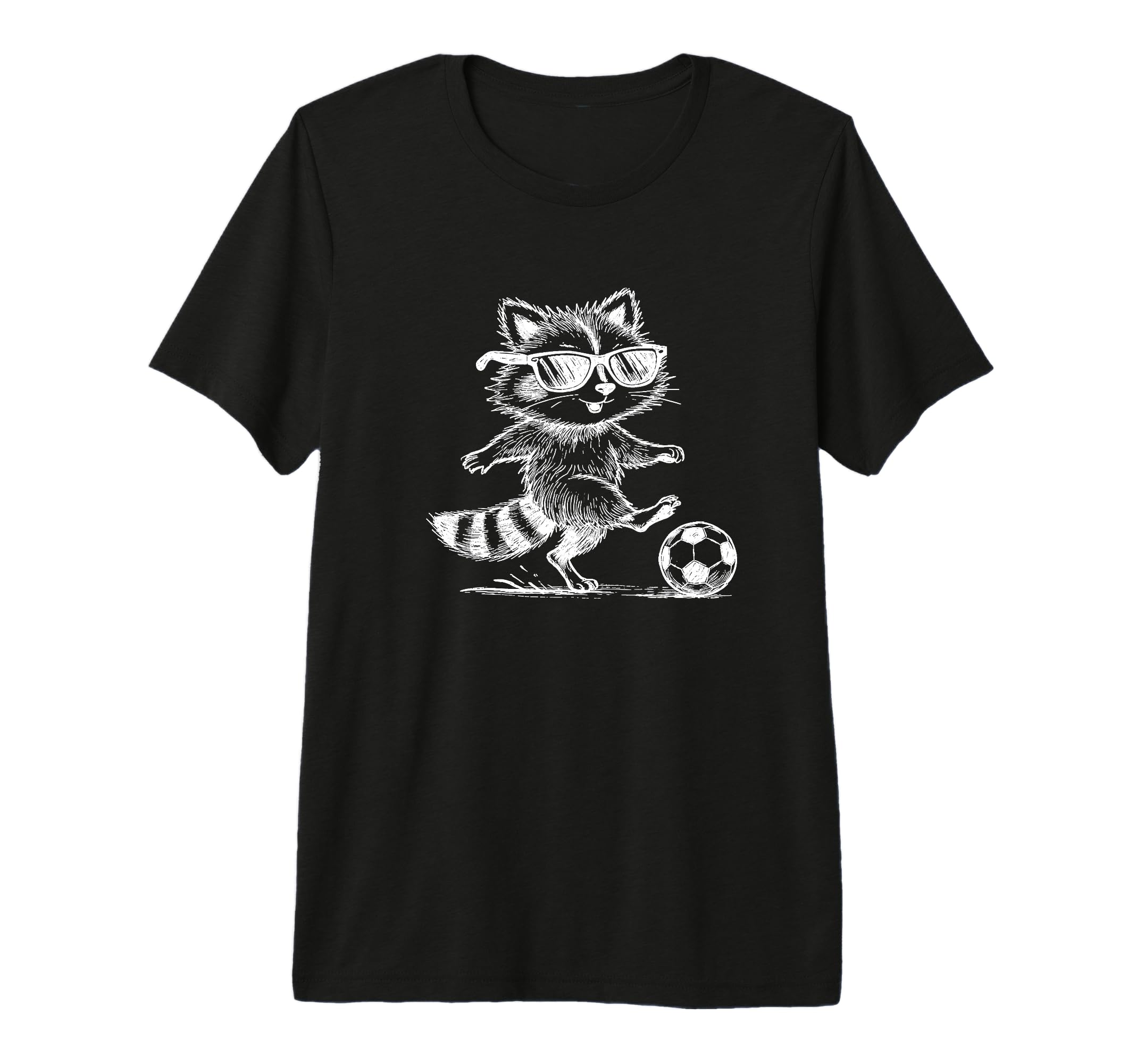 Raccoon Soccer Player Sunglasses Fun T-Shirt - Minimalist Print for Adults - T-Shirt, Sweatshirt, Hoodie