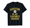 Soccer Is My Favorite Season Yellow T-Shirt - Minimalist Print for Adults - T-Shirt, Sweatshirt, Hoodie