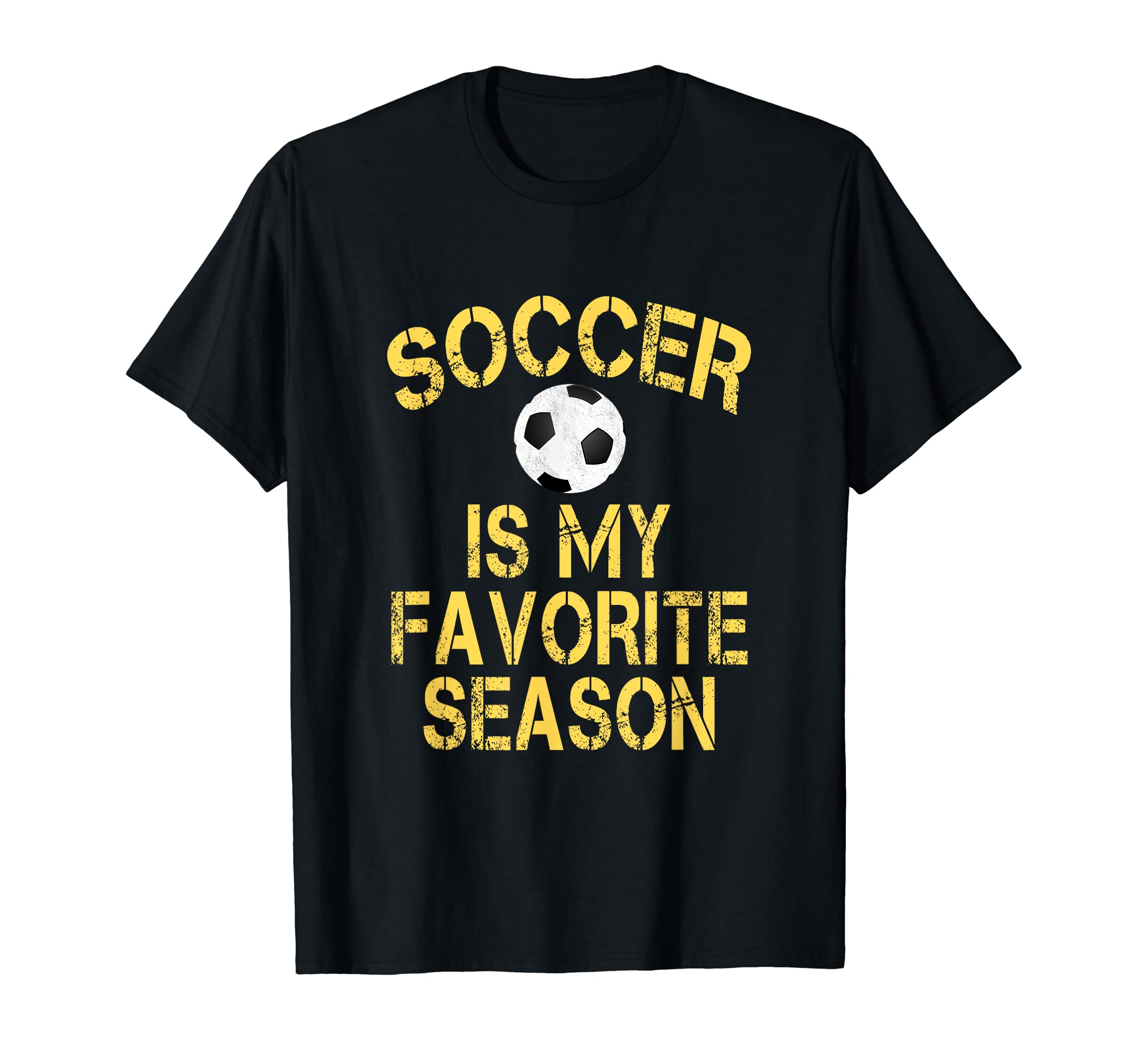 Soccer Is My Favorite Season Yellow T-Shirt - Minimalist Print for Adults - T-Shirt, Sweatshirt, Hoodie