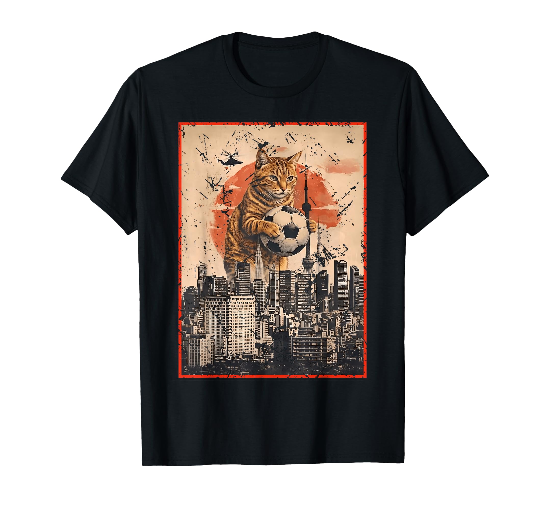 Funny Soccer Ball Giant Cat Japanese T-Shirt - Casual Everyday Wear Unisex - T-Shirt, Sweatshirt, Hoodie