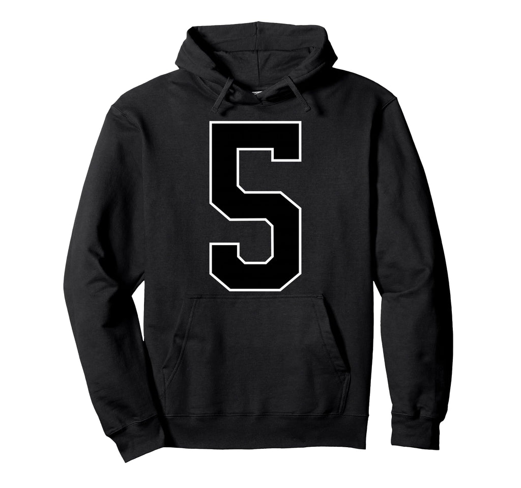 Black Sports Team Number 5 Fan Hoodie - Minimalist Print for Adults - T-Shirt, Sweatshirt, Hoodie