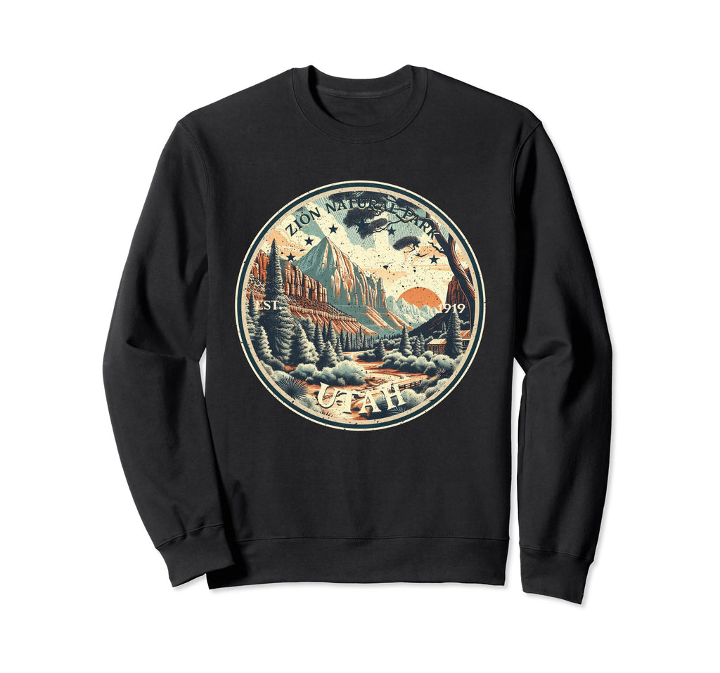 Zion National Park Round Sweatshirt - Fun Novelty Design Men Women - T-Shirt, Sweatshirt, Hoodie