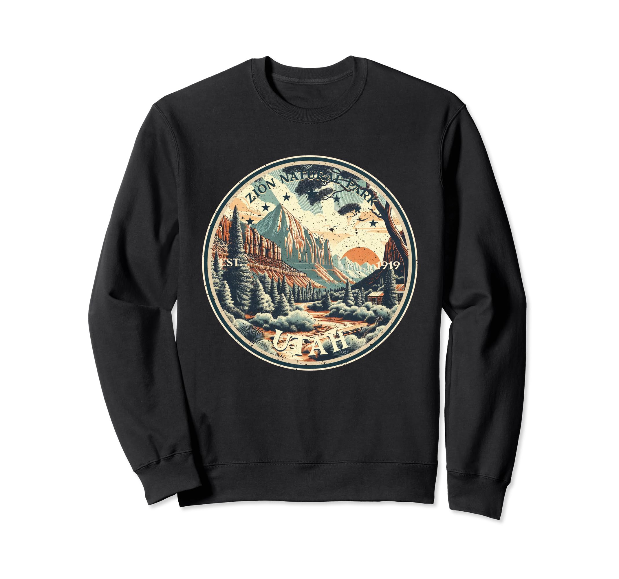 Zion National Park Round Sweatshirt - Fun Novelty Design Men Women - T-Shirt, Sweatshirt, Hoodie