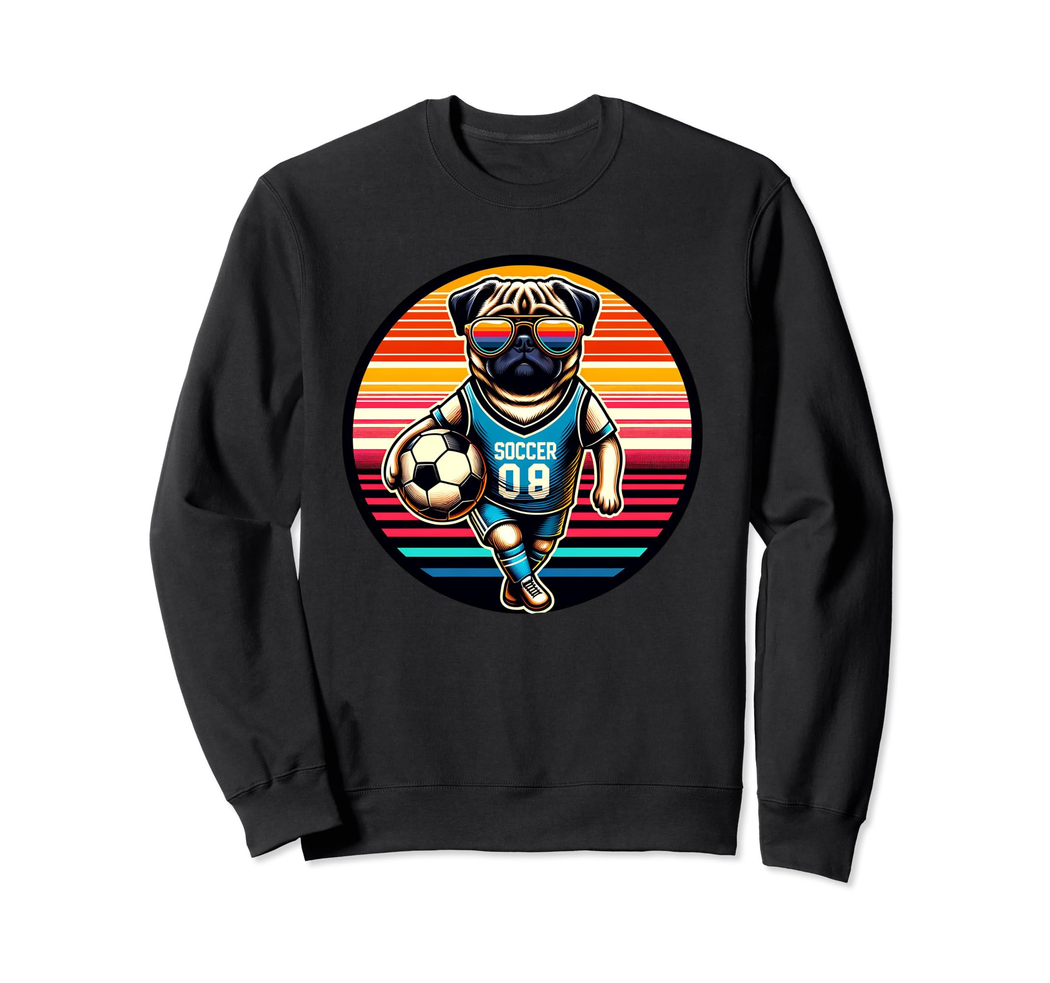 Champion Pug Dog Soccer Fan Ball Player Sweatshirt - Trendy Graphic Unisex - T-Shirt, Sweatshirt, Hoodie
