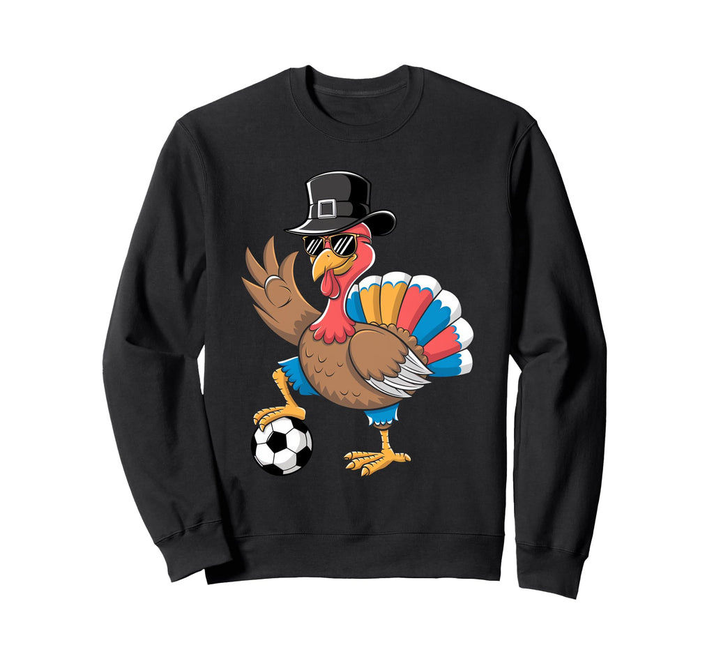 Soccer Thanksgiving Dabbing Turkey Sweatshirt - Graphic Print Unisex - T-Shirt, Sweatshirt, Hoodie