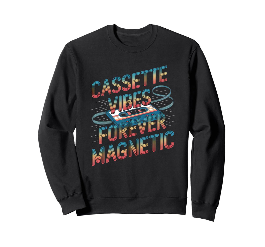 Cassette Vibes Forever Magnetic Sweatshirt - Fun Novelty Design for Adults - T-Shirt, Sweatshirt, Hoodie