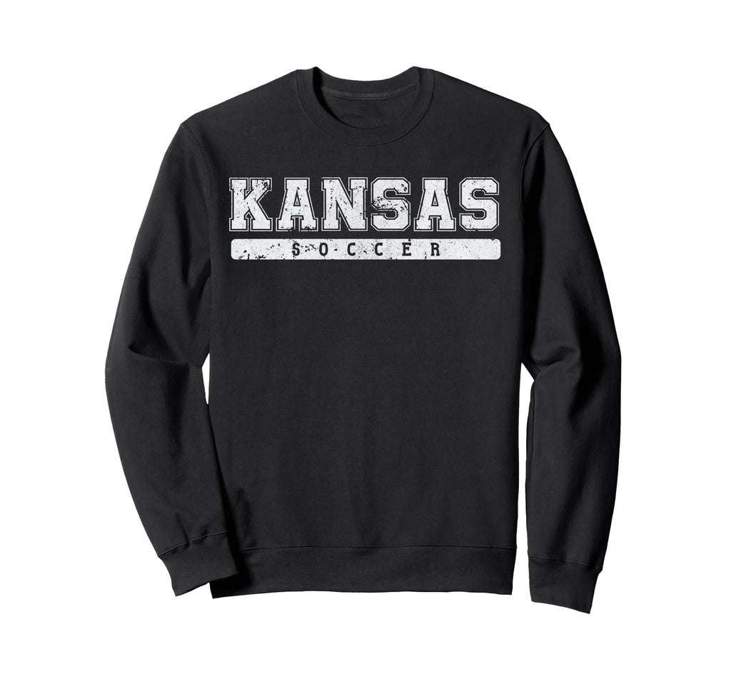 Kansas Soccer White Text Sweatshirt - Aesthetic Graphic for Adults - T-Shirt, Sweatshirt, Hoodie