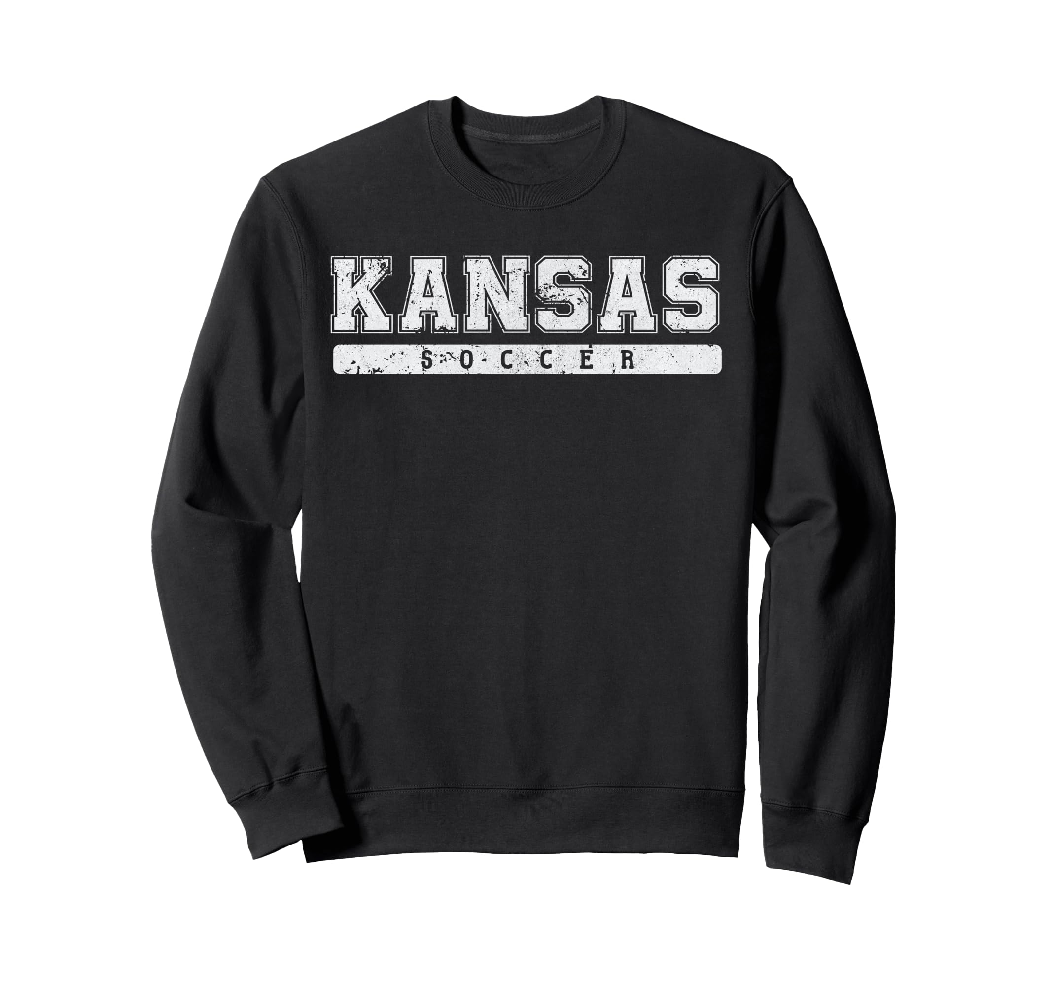 Kansas Soccer White Text Sweatshirt - Aesthetic Graphic for Adults - T-Shirt, Sweatshirt, Hoodie