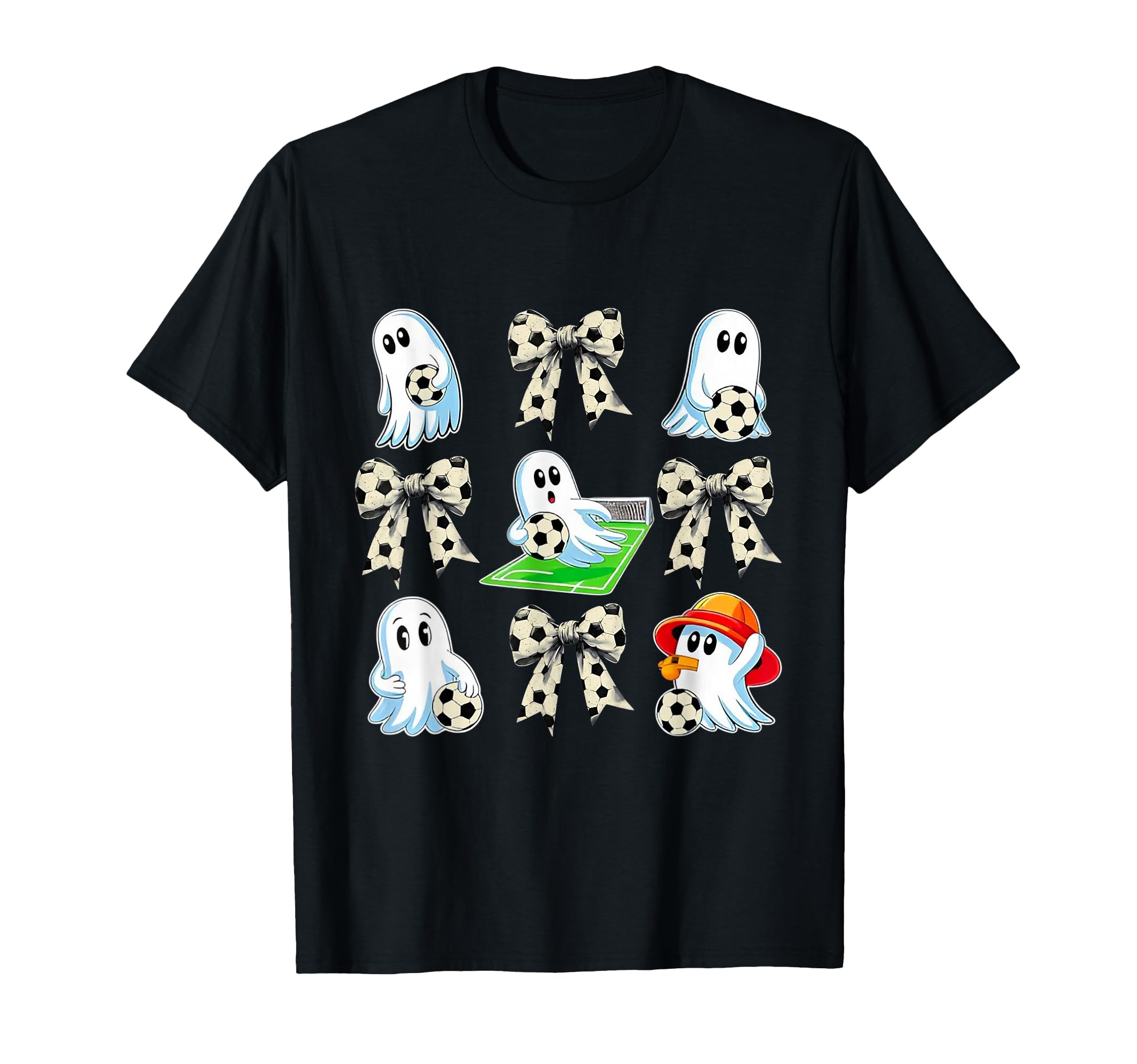Ghost Soccer Halloween Bow Spooky Fun T-Shirt - Custom Art Print for Adults - T-Shirt, Sweatshirt, Hoodie