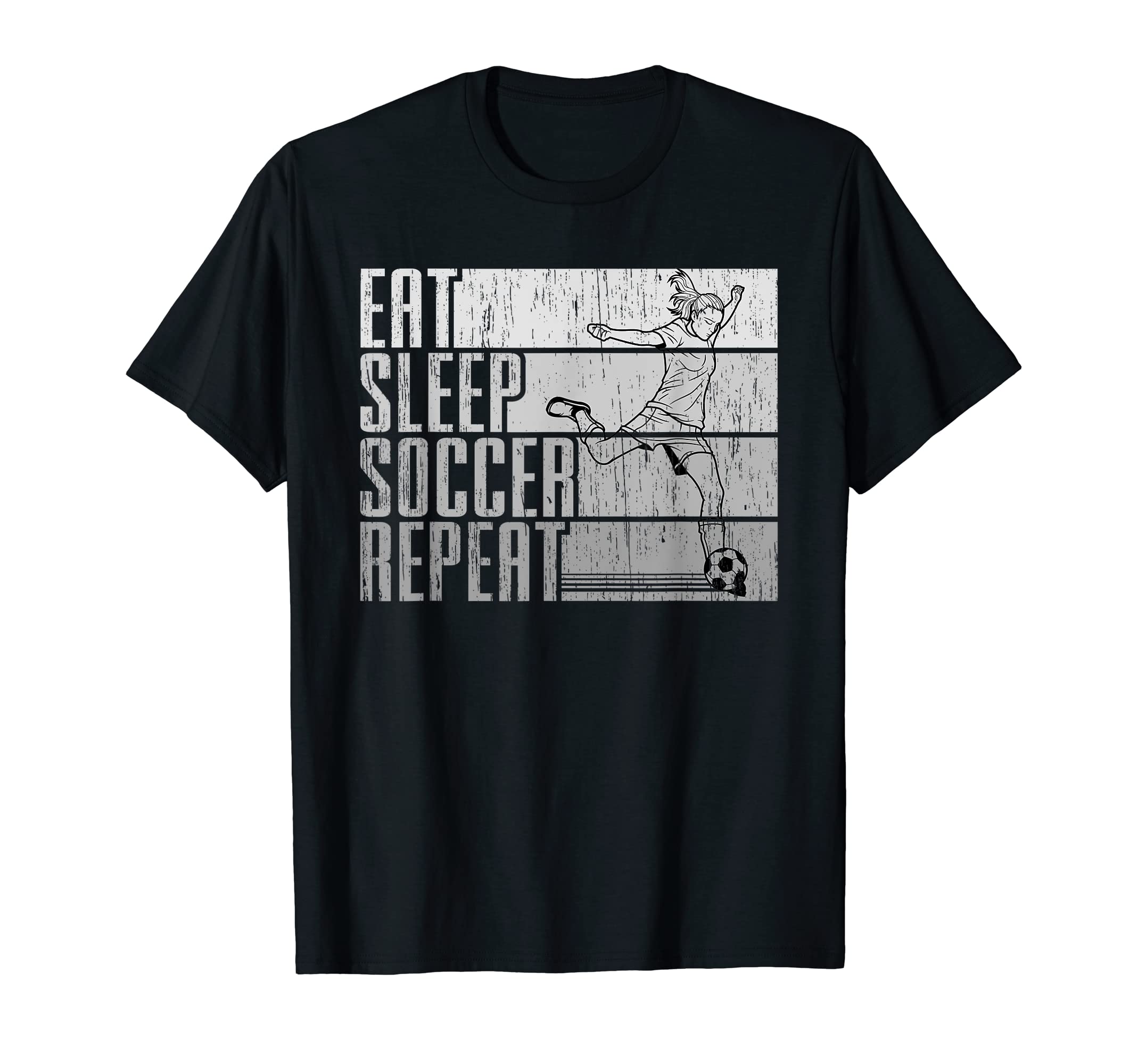 Eat Sleep Soccer Repeat Funny T-Shirt - Graphic Print for Adults - T-Shirt, Sweatshirt, Hoodie