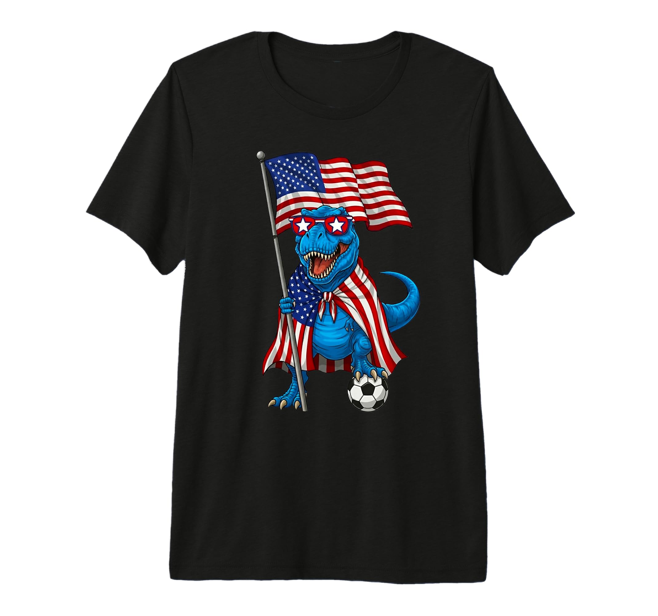 Usa Flag T Rex Soccer Patriotic T-Shirt - Casual Everyday Wear for Adults - T-Shirt, Sweatshirt, Hoodie