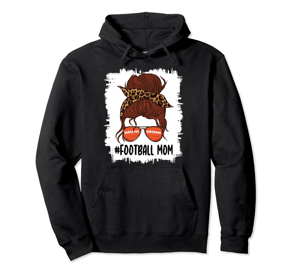 Messy Bun Football Mom Life Leopard Hoodie - Fun Novelty Design for Adults - T-Shirt, Sweatshirt, Hoodie
