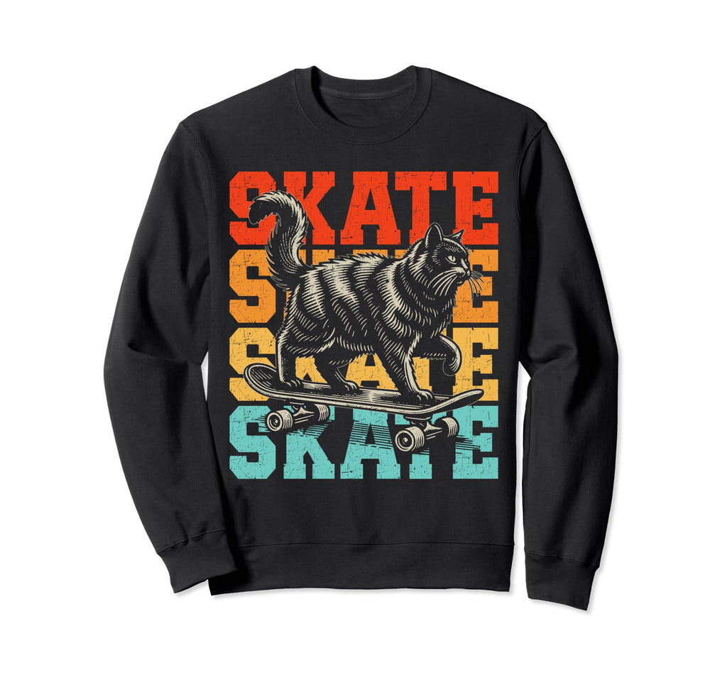 Roller Skating Cat Roller Skates Sweatshirt - Fun Novelty Design Men Women - T-Shirt, Sweatshirt, Hoodie
