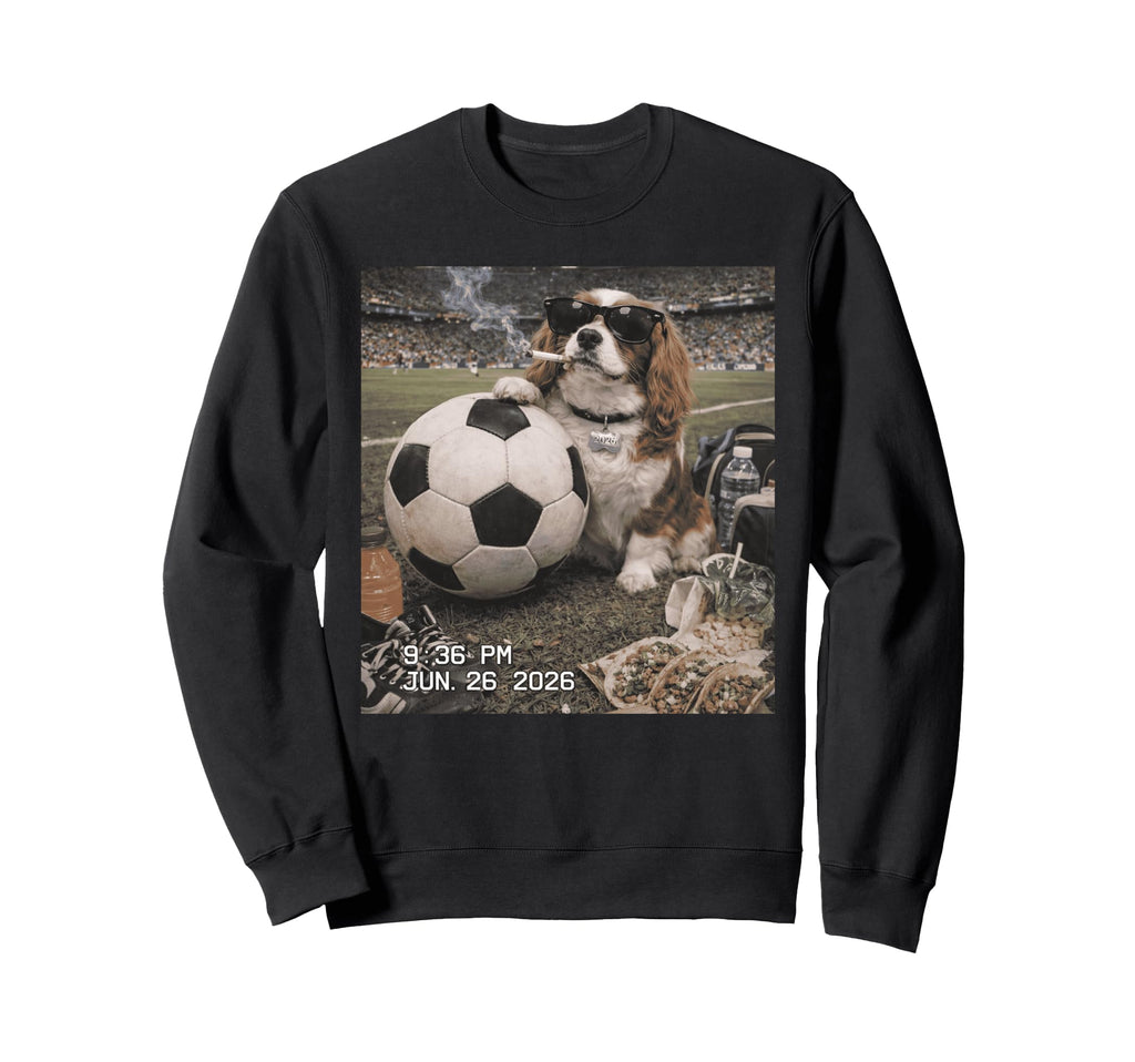 Funny Dog Smoking Sunglasses Soccer Sweatshirt - Graphic Print for Adults - T-Shirt, Sweatshirt, Hoodie