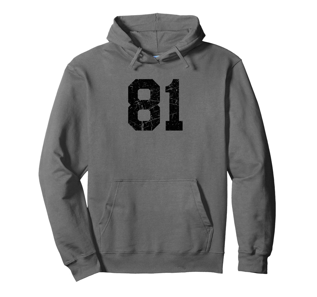Distressed Sport Team Number 81 Hoodie - Fun Novelty Design Men Women - T-Shirt, Sweatshirt, Hoodie
