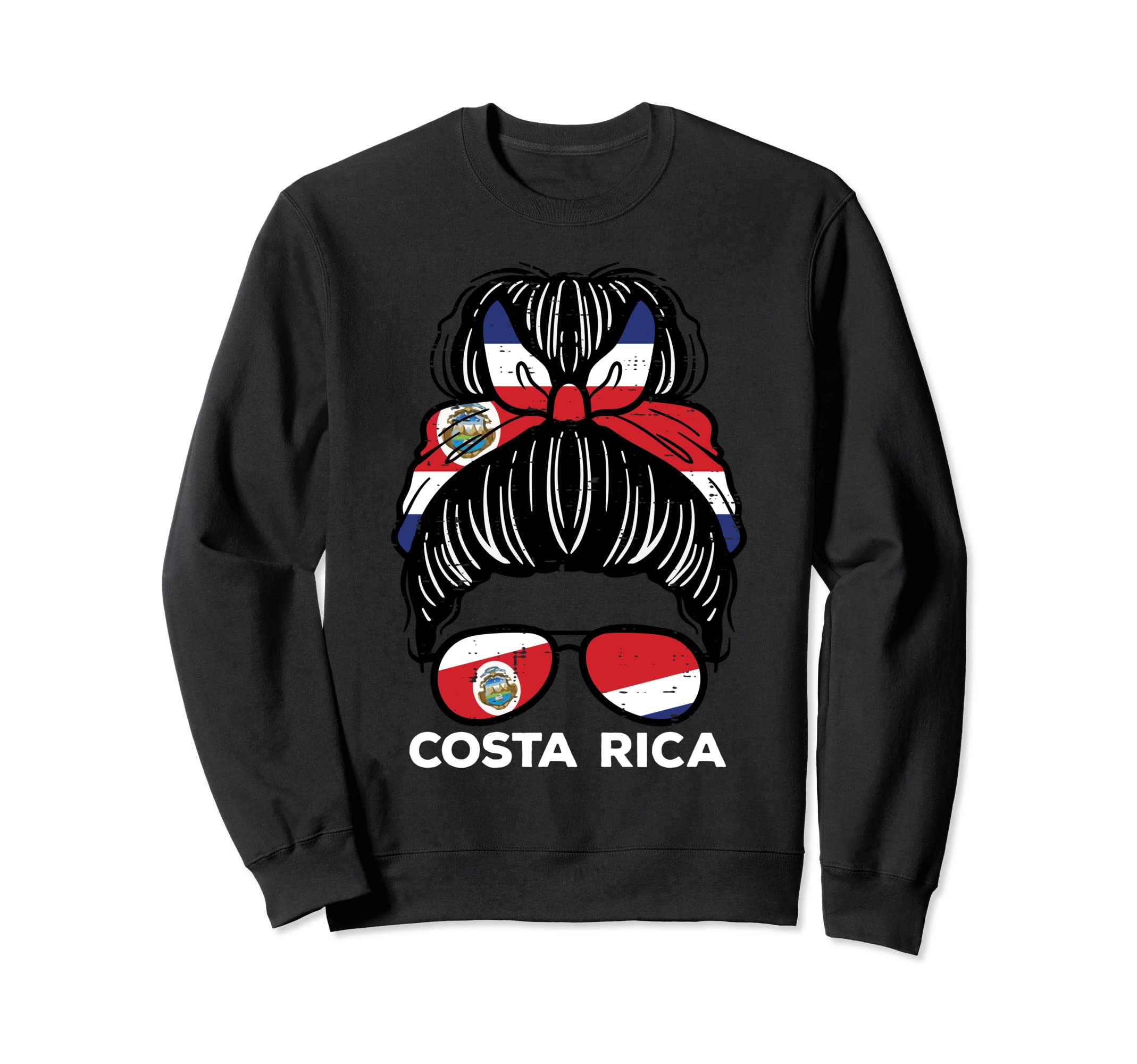 Costa Rica Rican Flag Hairbun Sweatshirt - Casual Everyday Wear for Adults - T-Shirt, Sweatshirt, Hoodie