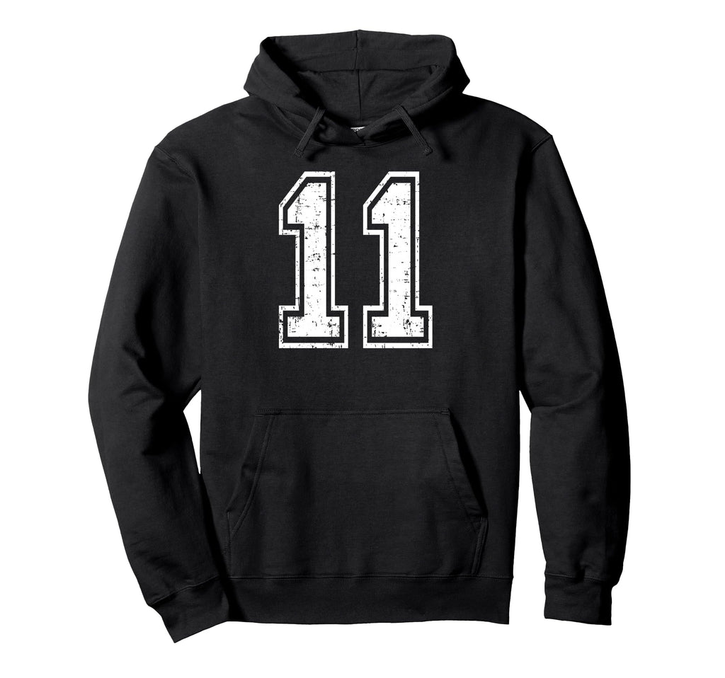 11 Number Eleven Team Sports Grunge Hoodie - Fun Novelty Design Unisex - T-Shirt, Sweatshirt, Hoodie