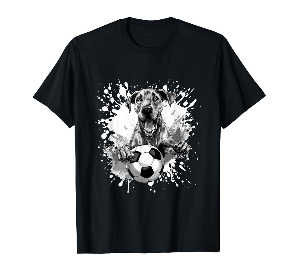 Great Dane Dog Playing Soccer Team Sports T-Shirt - Trendy Graphic Unisex - T-Shirt, Sweatshirt, Hoodie