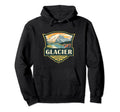 Glacier National Park Illustration Badge Hoodie - Minimalist Print Unisex - T-Shirt, Sweatshirt, Hoodie