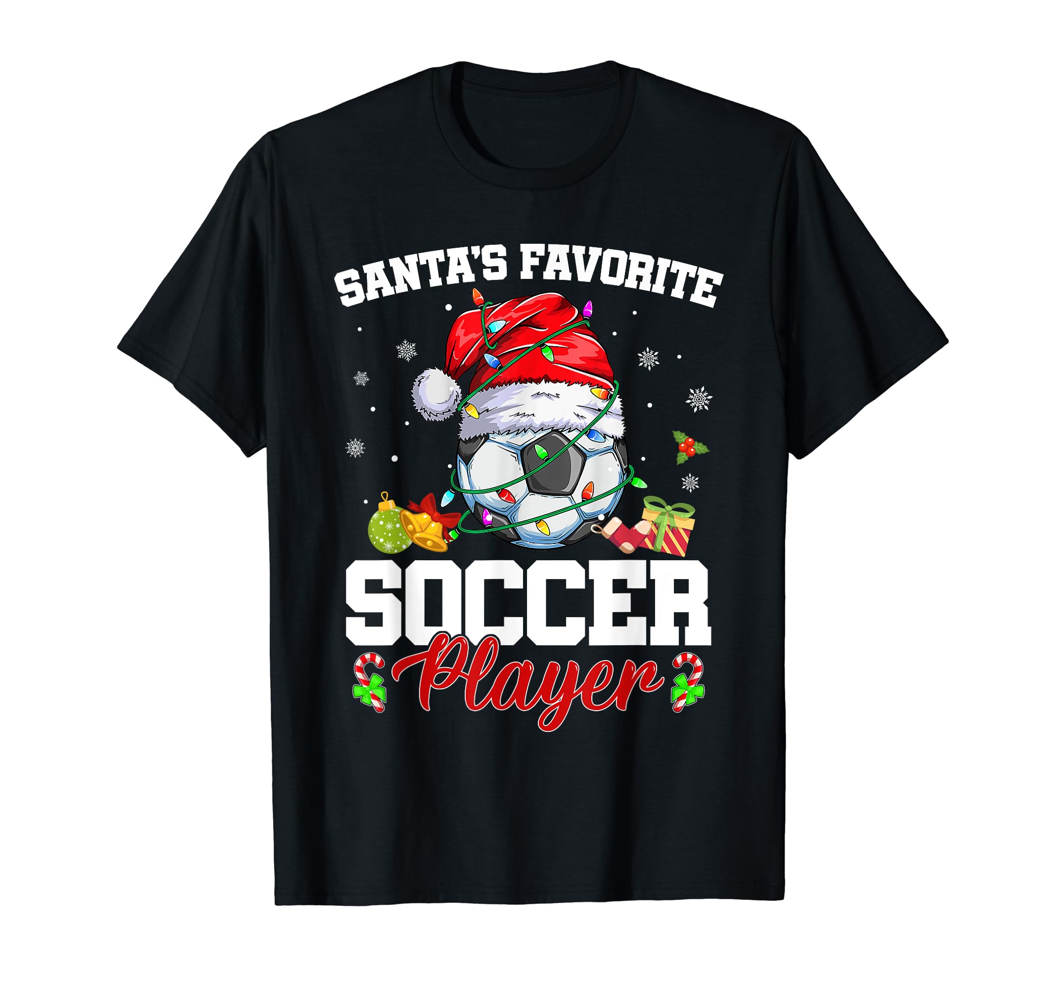 Funny Santas Favorite Soccer Player T-Shirt - Minimalist Print for Adults - T-Shirt, Sweatshirt, Hoodie
