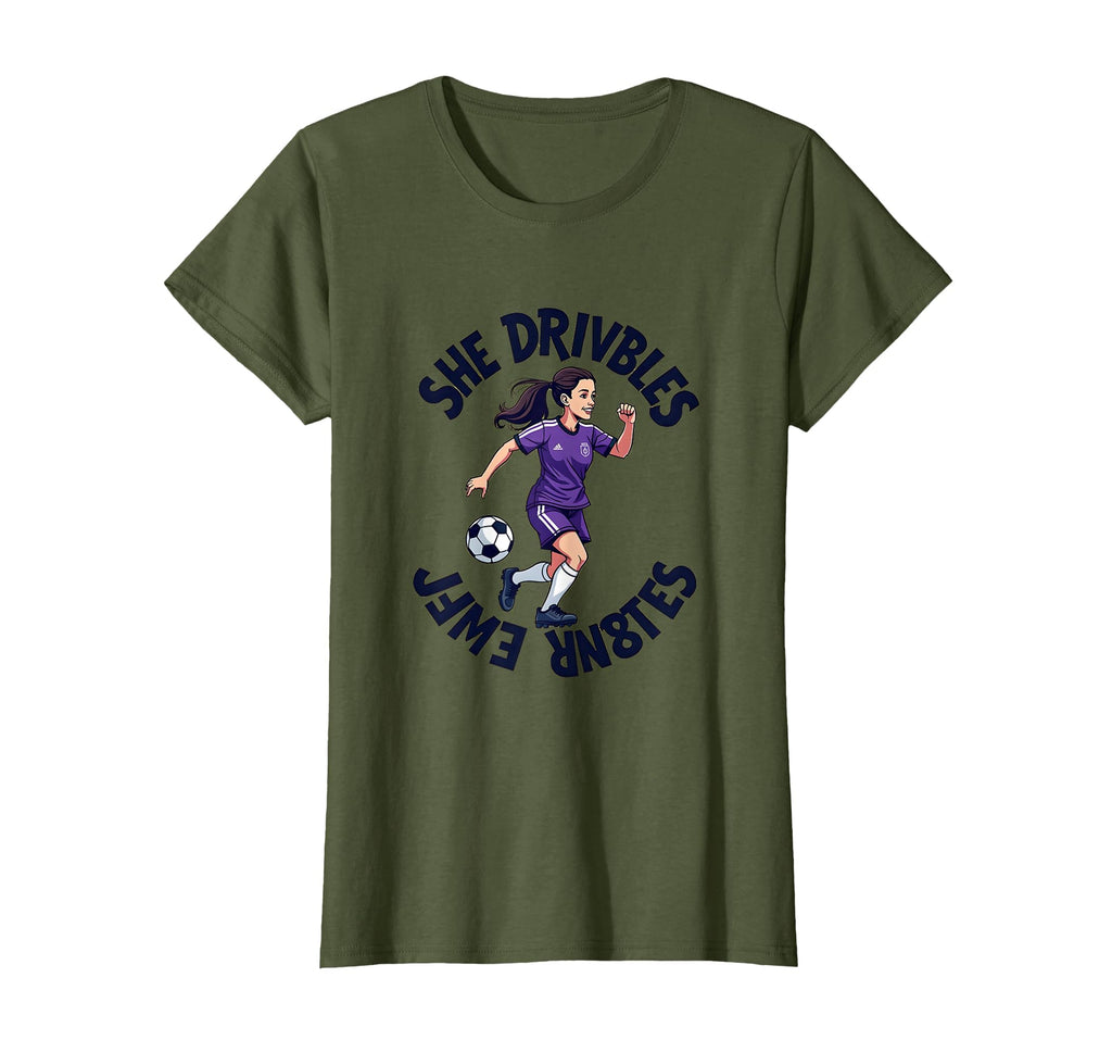 She Dribbles Ball Football Is Life Sweatshirt - Trendy Graphic for Adults - T-Shirt, Sweatshirt, Hoodie