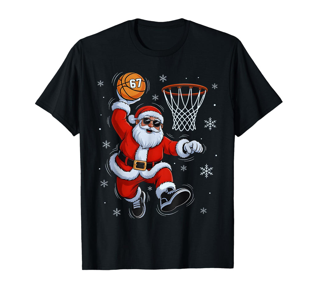 Funny Basketball Santa 67 Pajamas T-Shirt - Aesthetic Graphic for Adults - T-Shirt, Sweatshirt, Hoodie