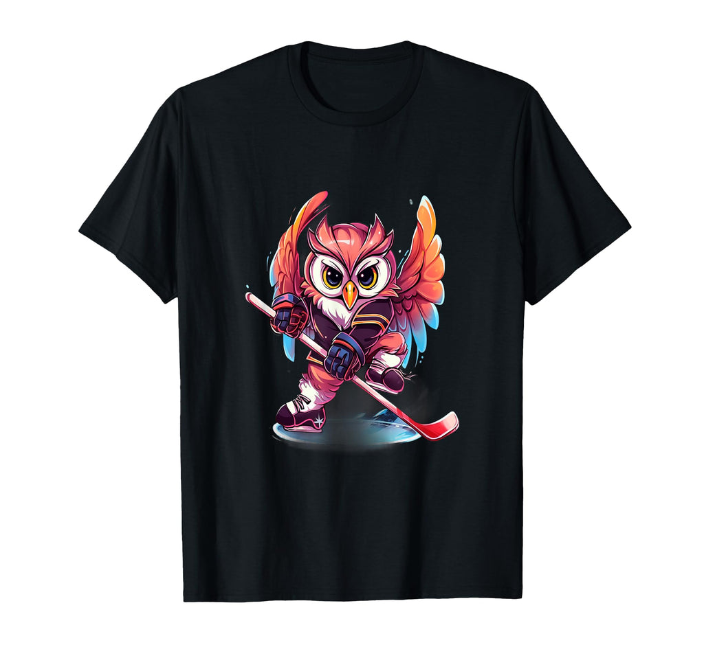 Owl Ice Hockey Player Hockey Stick T-Shirt - Trendy Graphic for Adults - T-Shirt, Sweatshirt, Hoodie