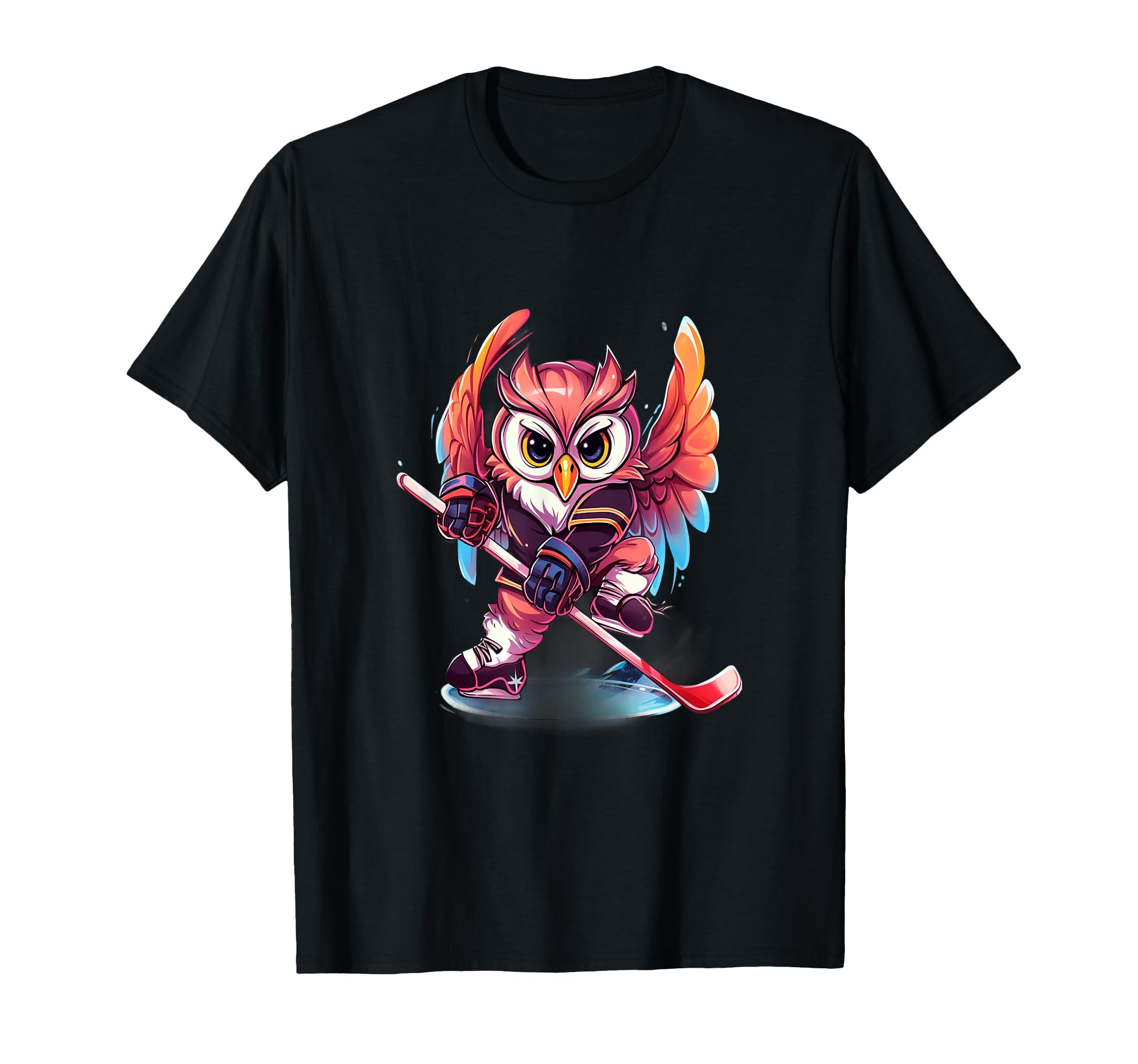 Owl Ice Hockey Player Hockey Stick T-Shirt - Trendy Graphic for Adults - T-Shirt, Sweatshirt, Hoodie