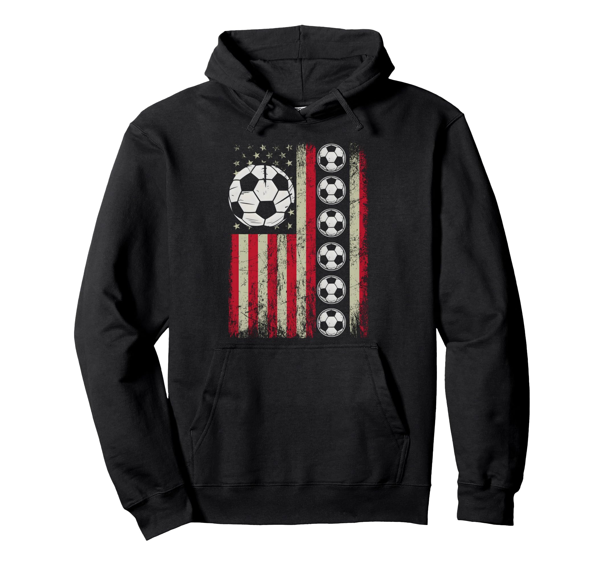 Distressed American Flag Soccer Hoodie - Casual Everyday Wear Unisex - T-Shirt, Sweatshirt, Hoodie