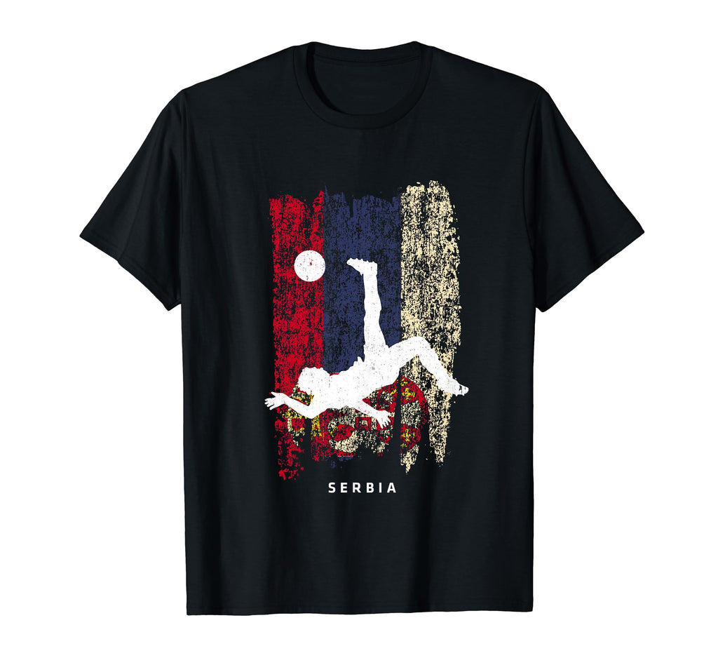 Serbia Flag Soccer Player Silhouette T-Shirt - Novelty Apparel Unisex - T-Shirt, Sweatshirt, Hoodie