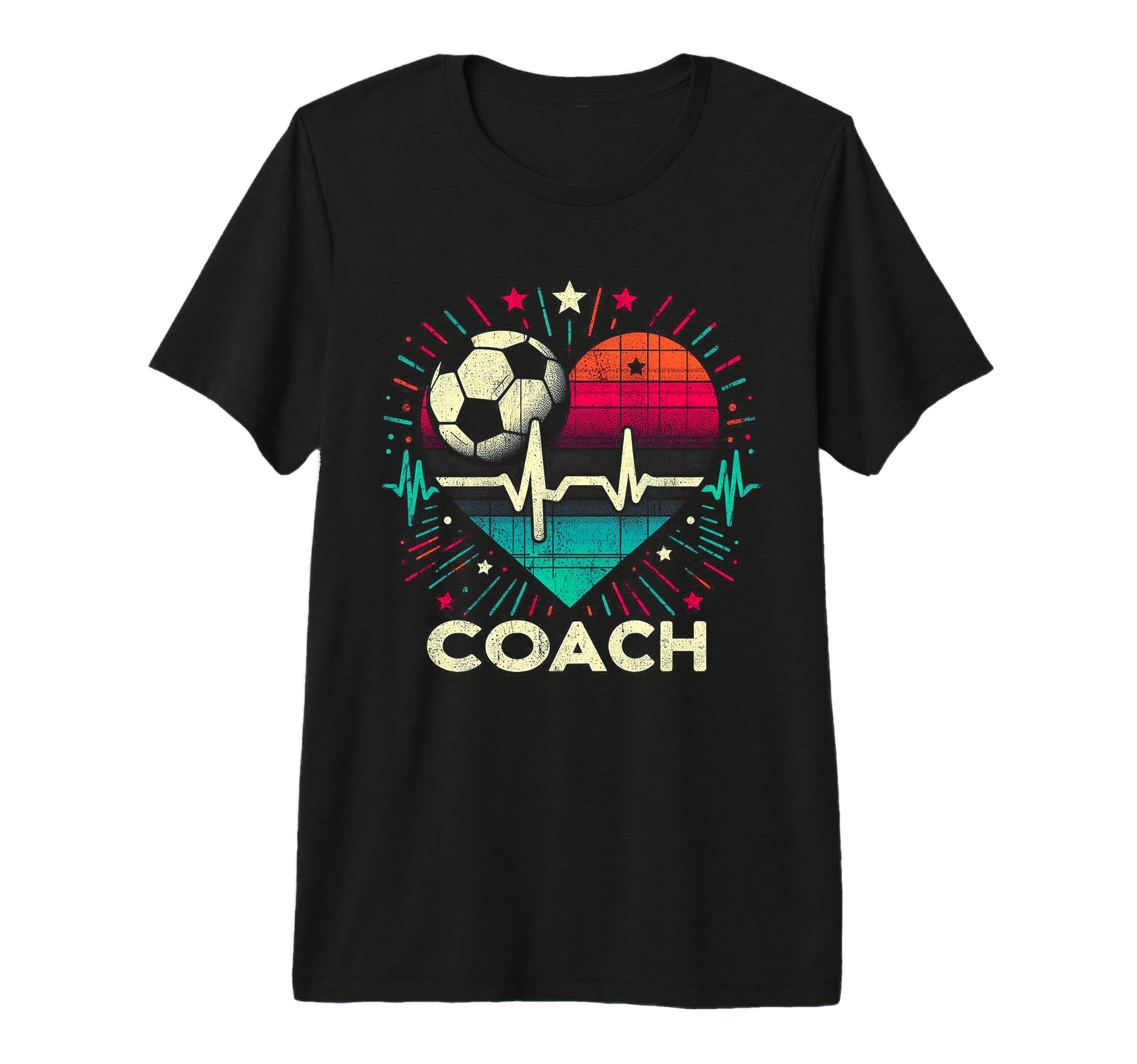 Soccer Coach Training Heart Beat Football T-Shirt - Unique Graphic Unisex - T-Shirt, Sweatshirt, Hoodie