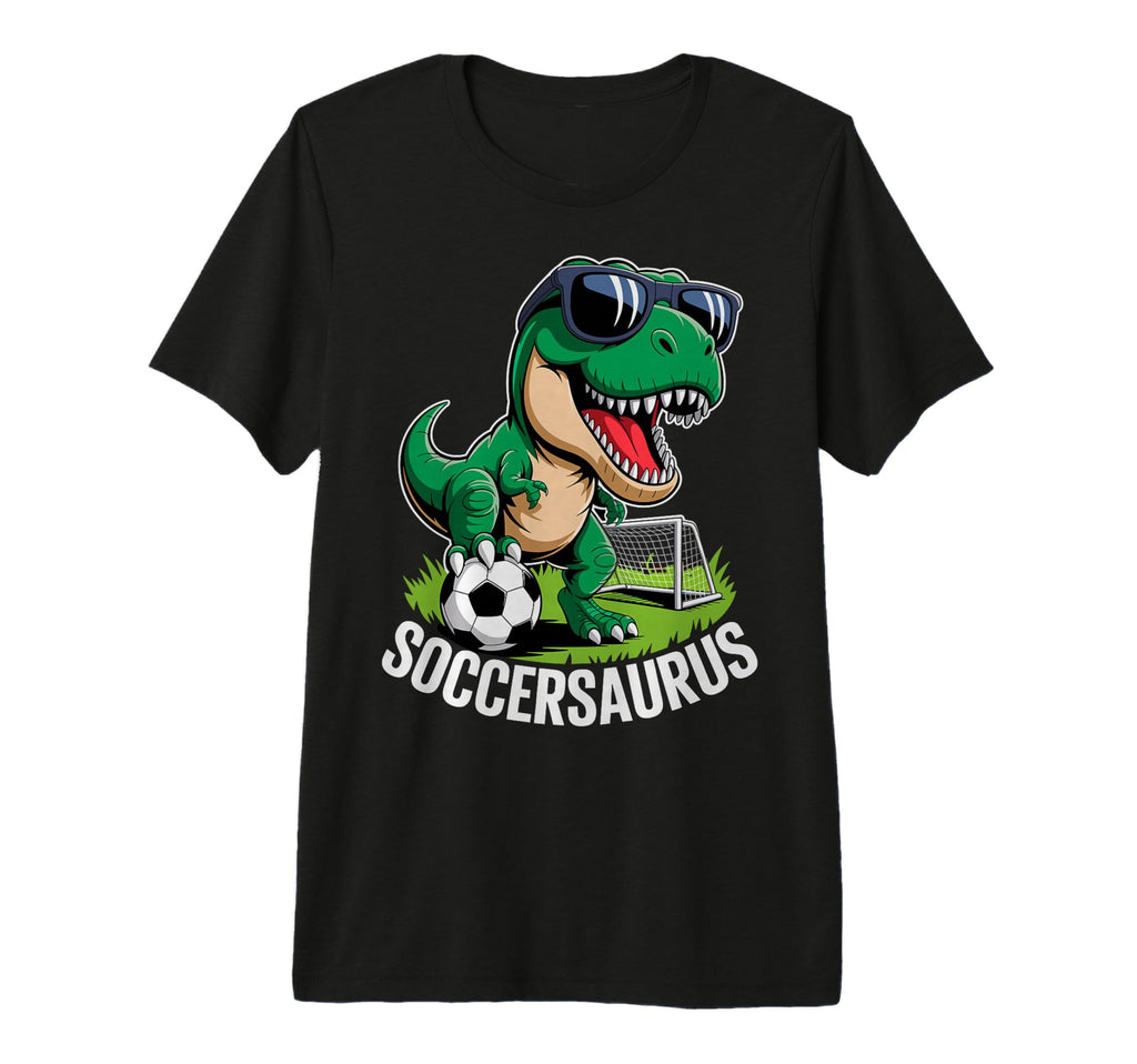 Soccersaurus Dinosaur T Rex Soccer T-Shirt - Minimalist Print for Adults - T-Shirt, Sweatshirt, Hoodie