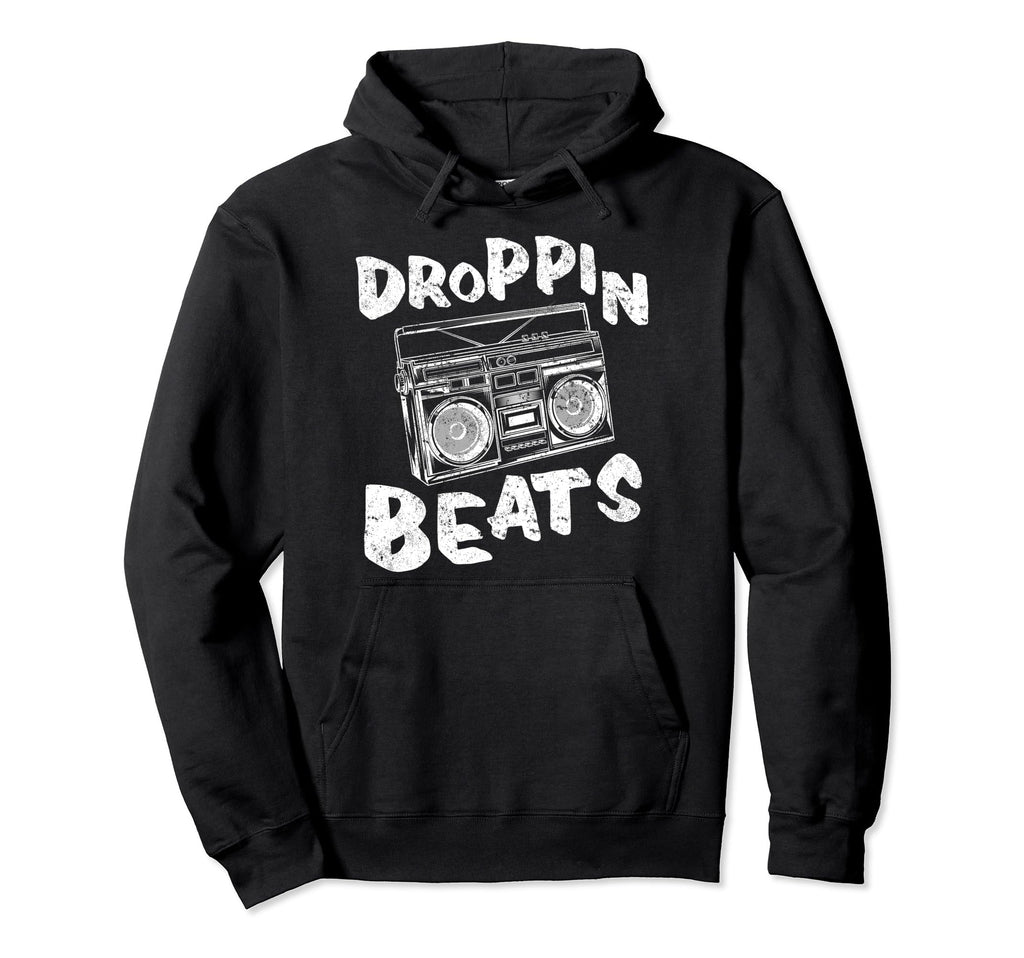 Boombox Cassette Tape Droppin Beats Hoodie - Streetwear Style for Adults - T-Shirt, Sweatshirt, Hoodie