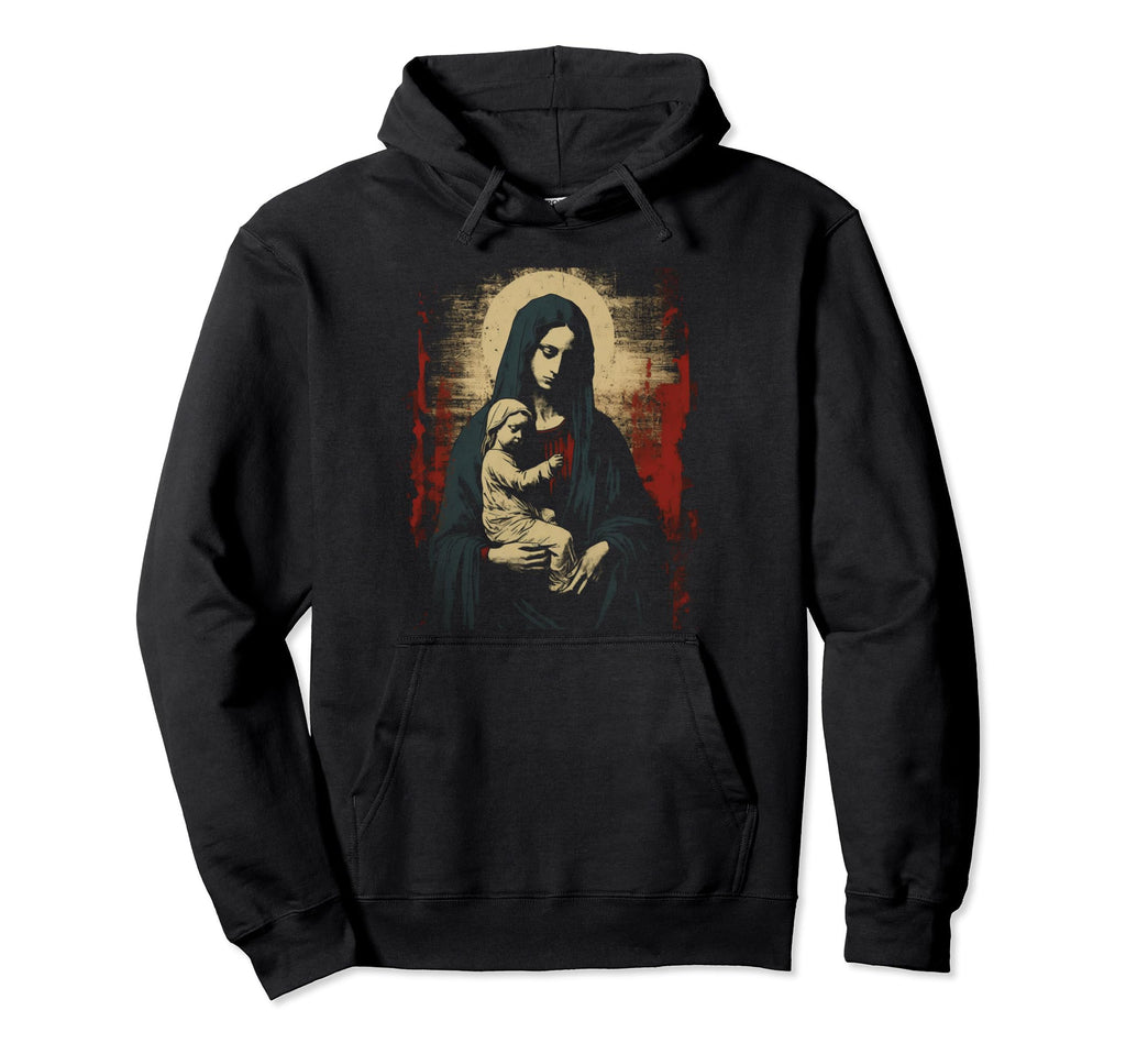 Mary Jesus Distressed 90S Goth Grunge Hoodie - Aesthetic Graphic Men Women - T-Shirt, Sweatshirt, Hoodie