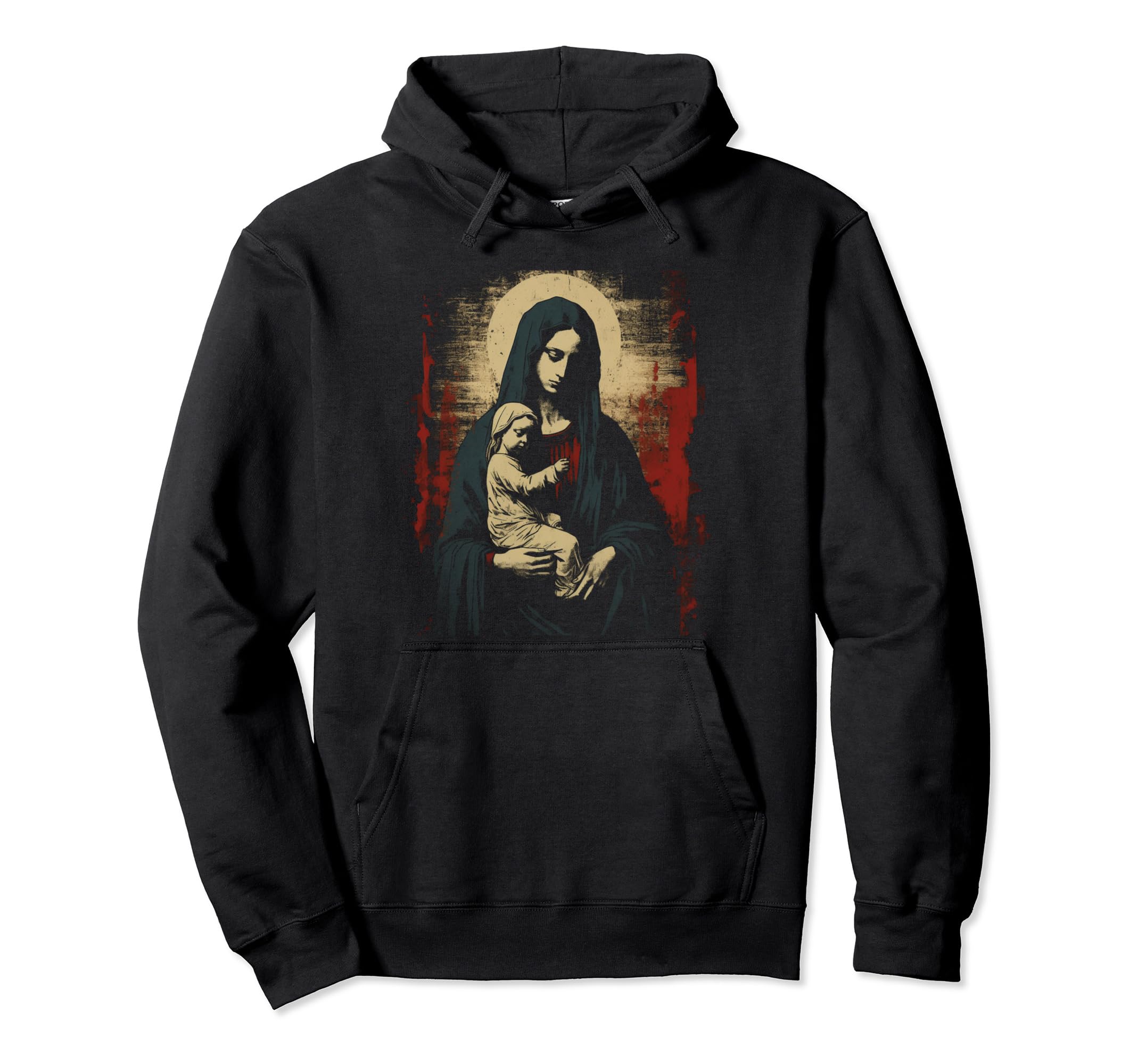 Mary Jesus Distressed 90S Goth Grunge Hoodie - Aesthetic Graphic Men Women - T-Shirt, Sweatshirt, Hoodie