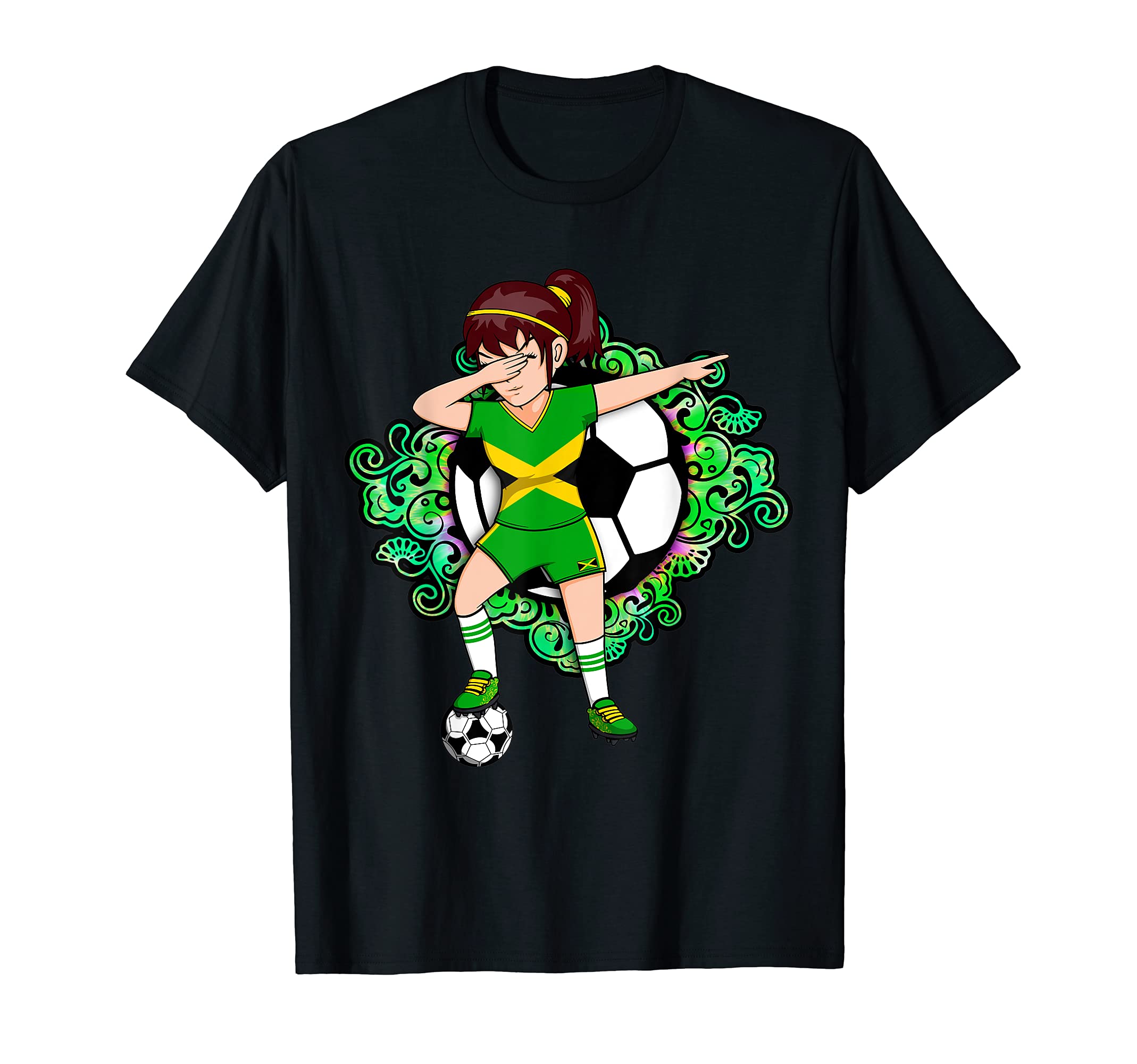 Dabbing Soccer Jamaica Jersey Floral T-Shirt - Novelty Apparel Unisex - T-Shirt, Sweatshirt, Hoodie