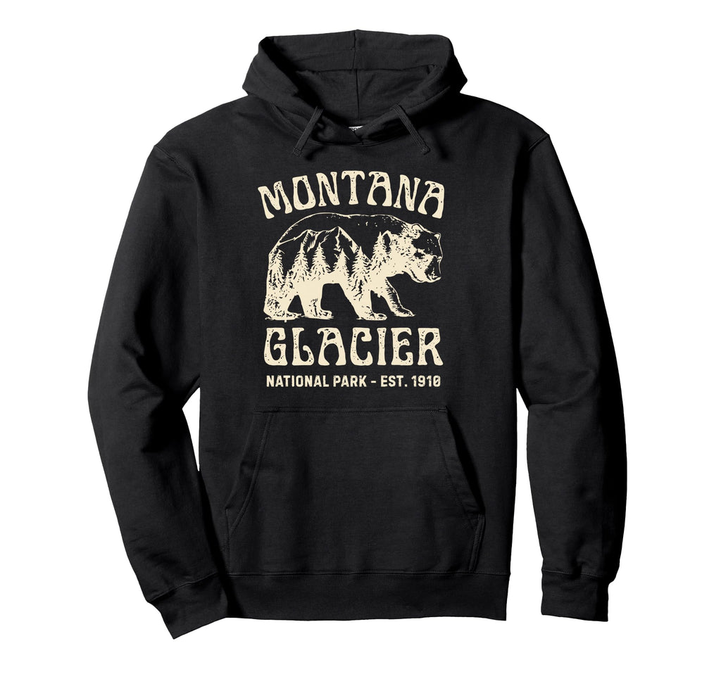Glacier Est 1910 Montana National Park Hoodie - Aesthetic Graphic Unisex - T-Shirt, Sweatshirt, Hoodie