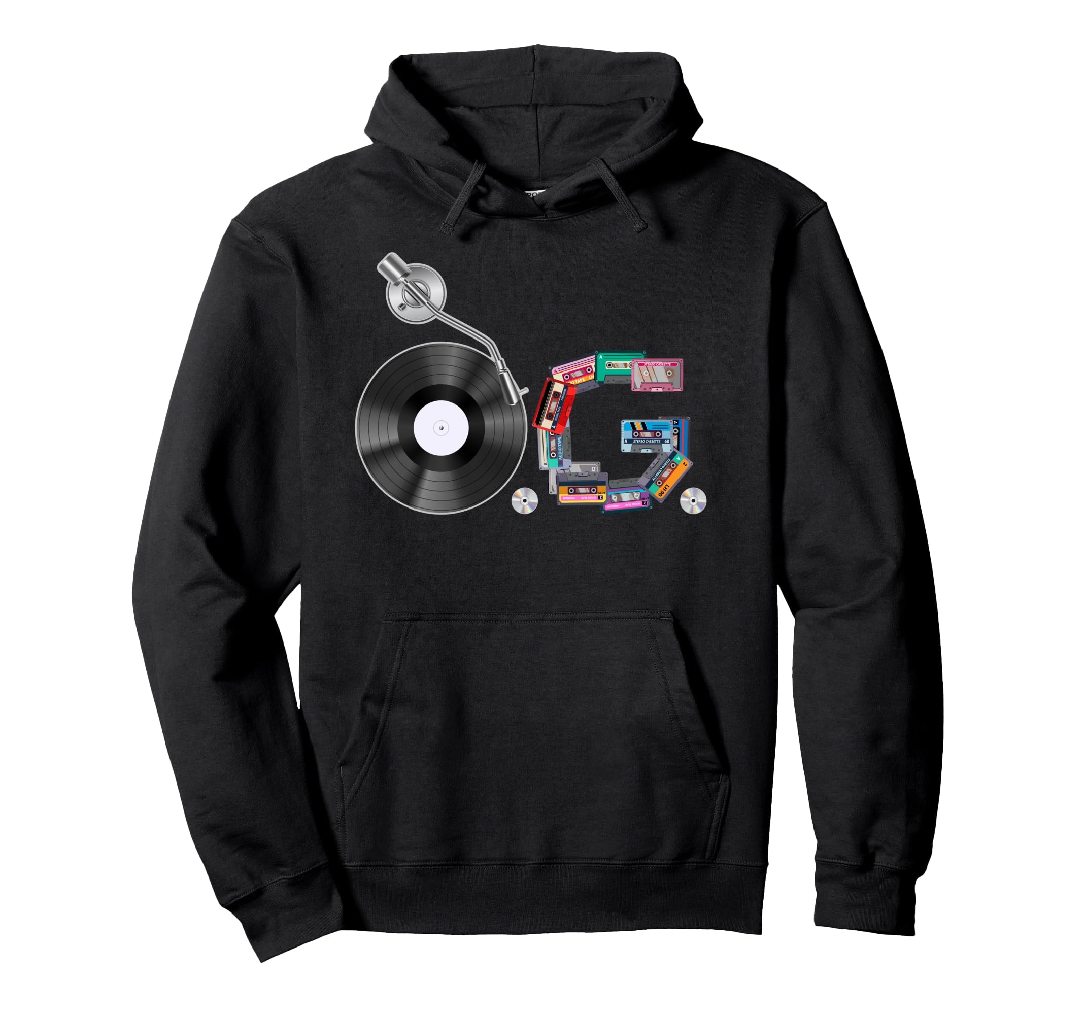 Old School Og Hip Hop Head Vinyl Cds Hoodie - Novelty Apparel Men Women - T-Shirt, Sweatshirt, Hoodie