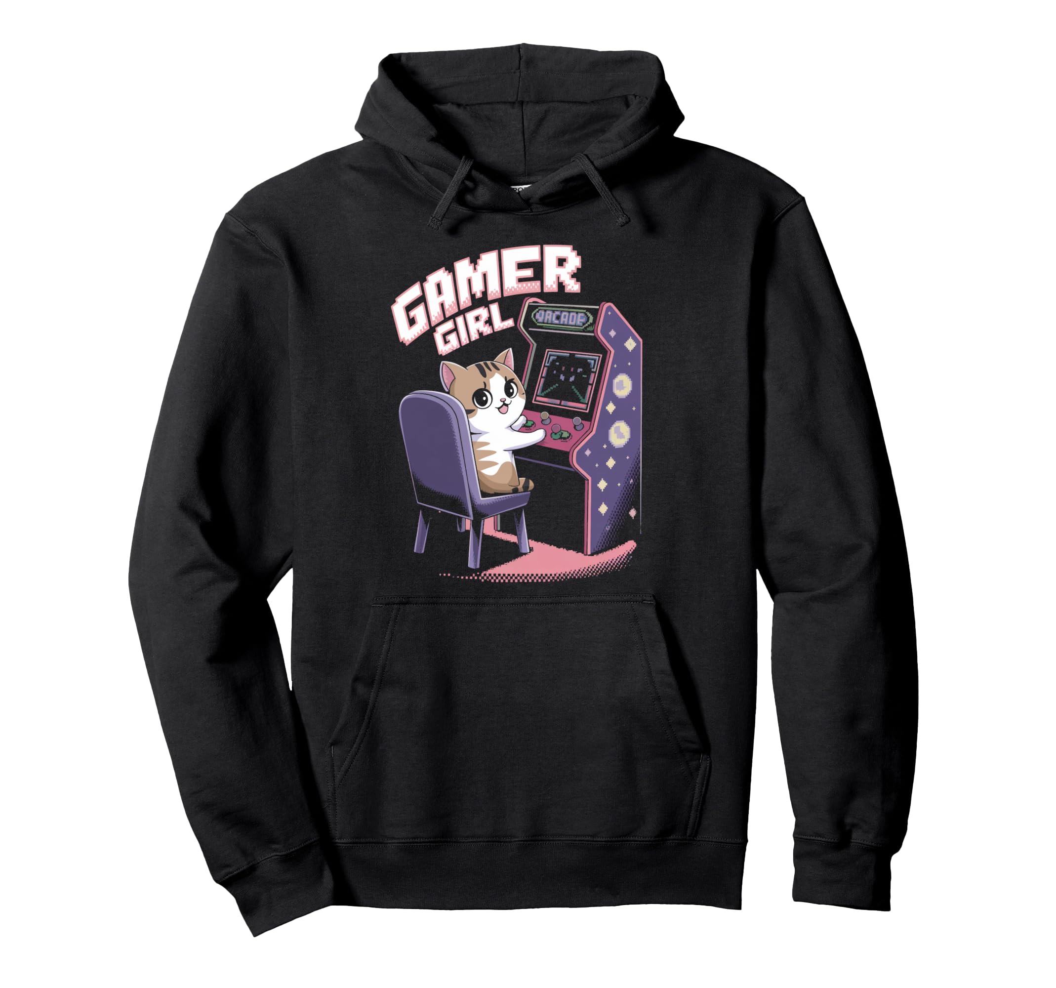 Gamer Cat Kitten Arcade Gamer Gaming Hoodie - Aesthetic Graphic Unisex - T-Shirt, Sweatshirt, Hoodie