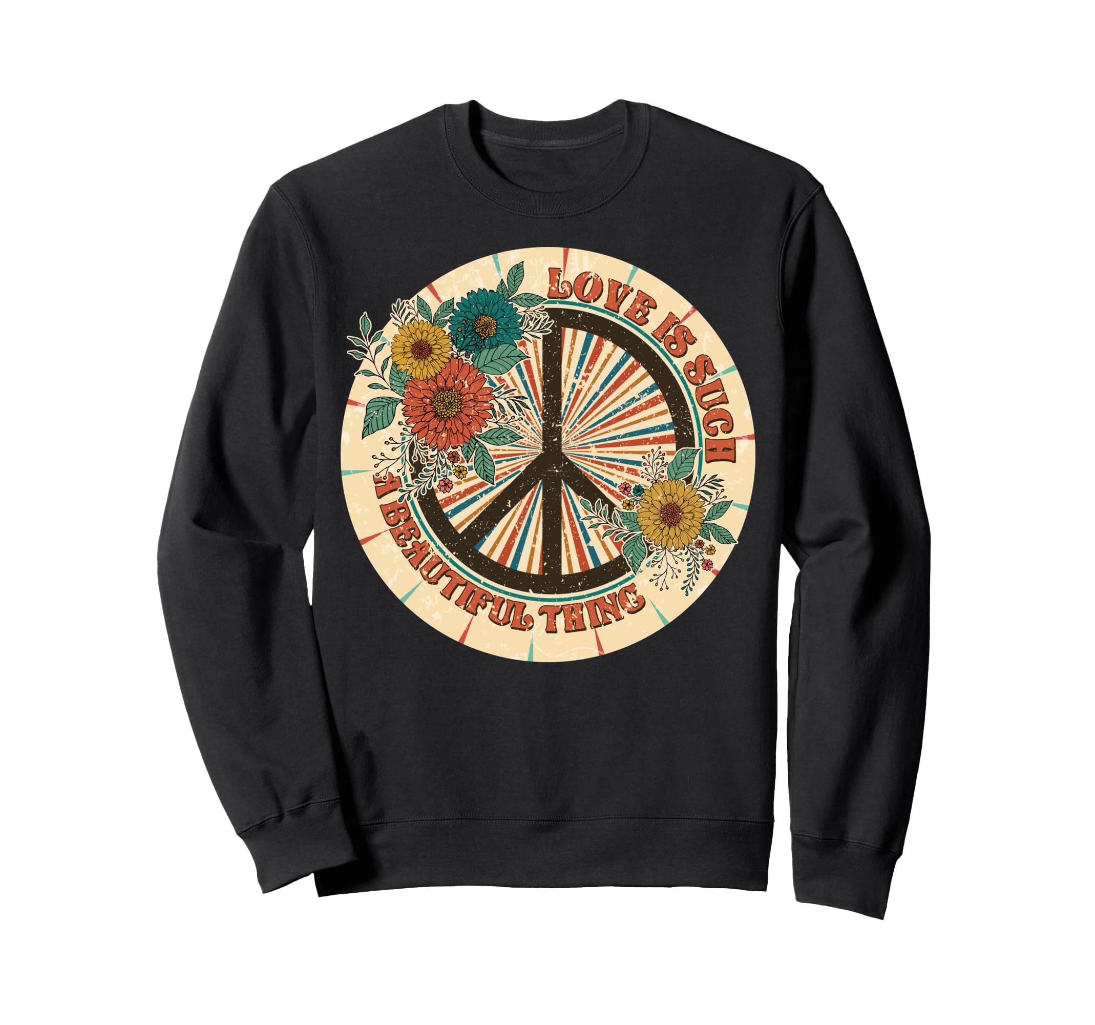 Peace Sign Floral Boho Hippie Sweatshirt - Streetwear Style Men Women - T-Shirt, Sweatshirt, Hoodie