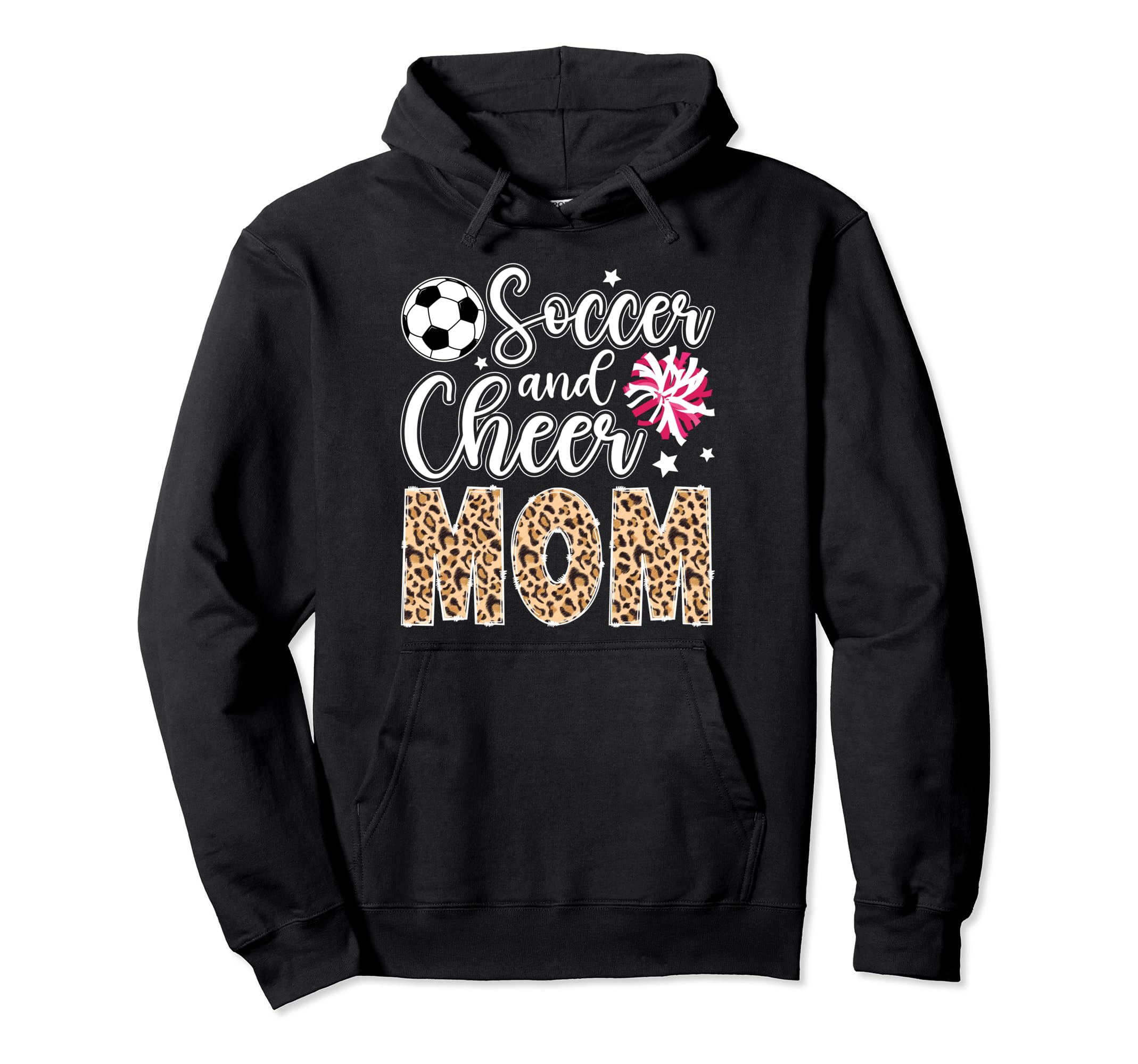 Soccer And Cheer Mom Leopard Hoodie - Casual Everyday Wear for Adults - T-Shirt, Sweatshirt, Hoodie