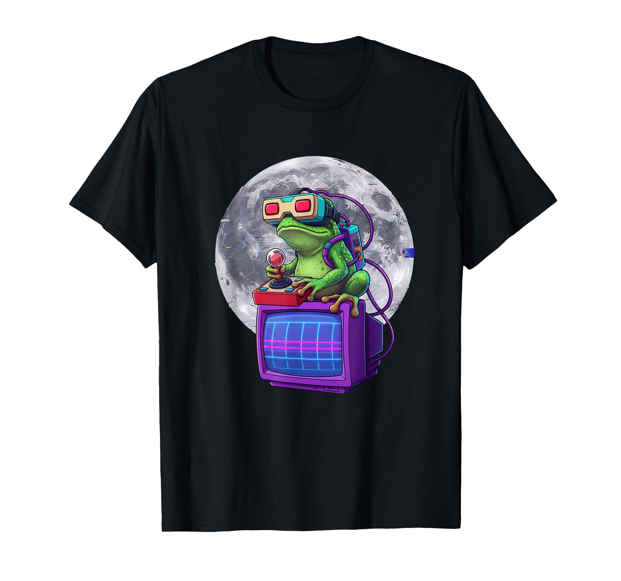 Vr Frog 80S Gamer Moon Aesthetic T-Shirt - Casual Everyday Wear for Adults - T-Shirt, Sweatshirt, Hoodie