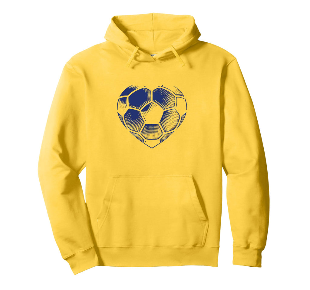 Soccer Ball Blue Color Heart Mom Hoodie - Fun Novelty Design for Adults - T-Shirt, Sweatshirt, Hoodie