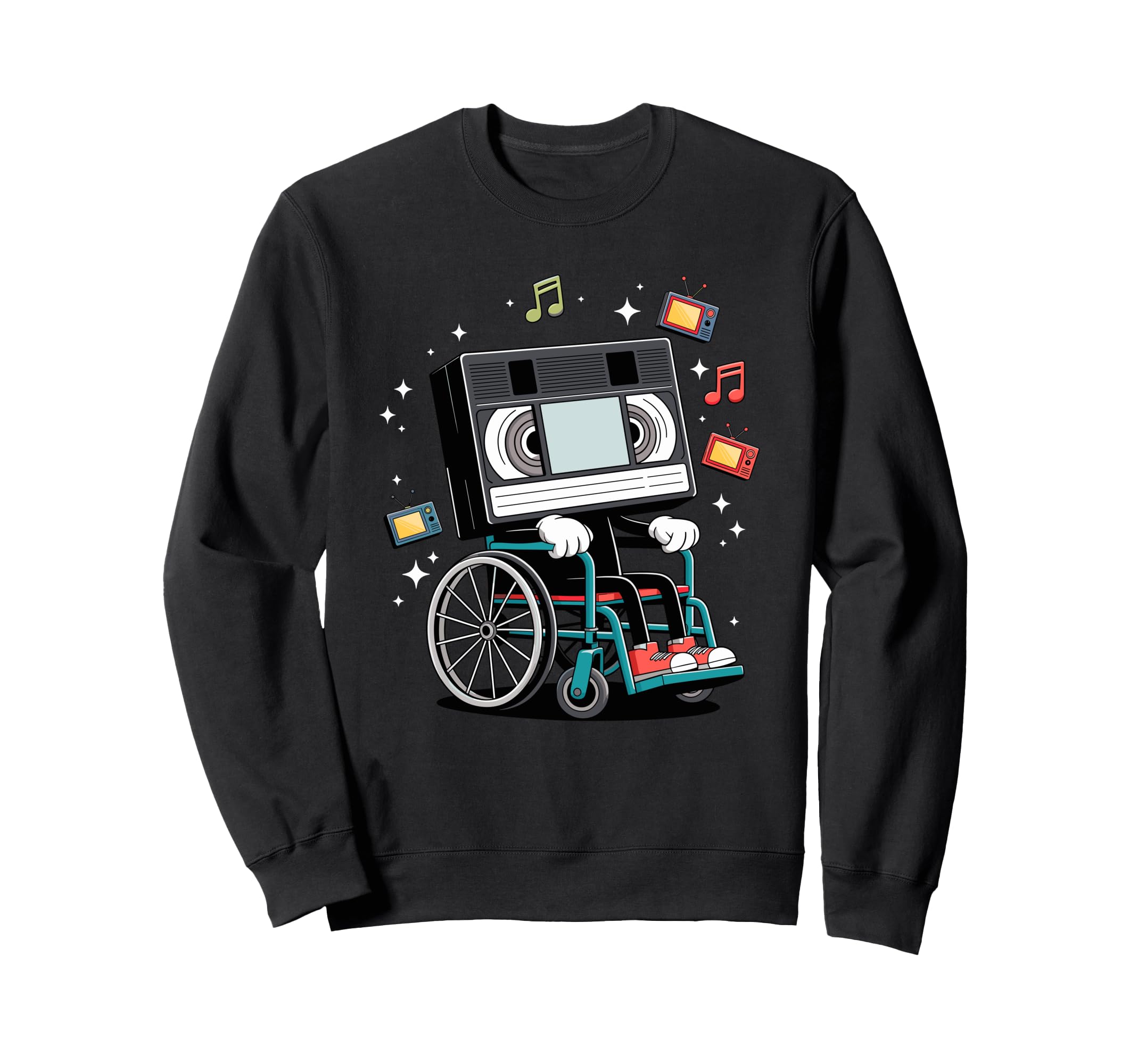Wheelchair Cassette Player Music Sweatshirt - Graphic Print for Adults - T-Shirt, Sweatshirt, Hoodie