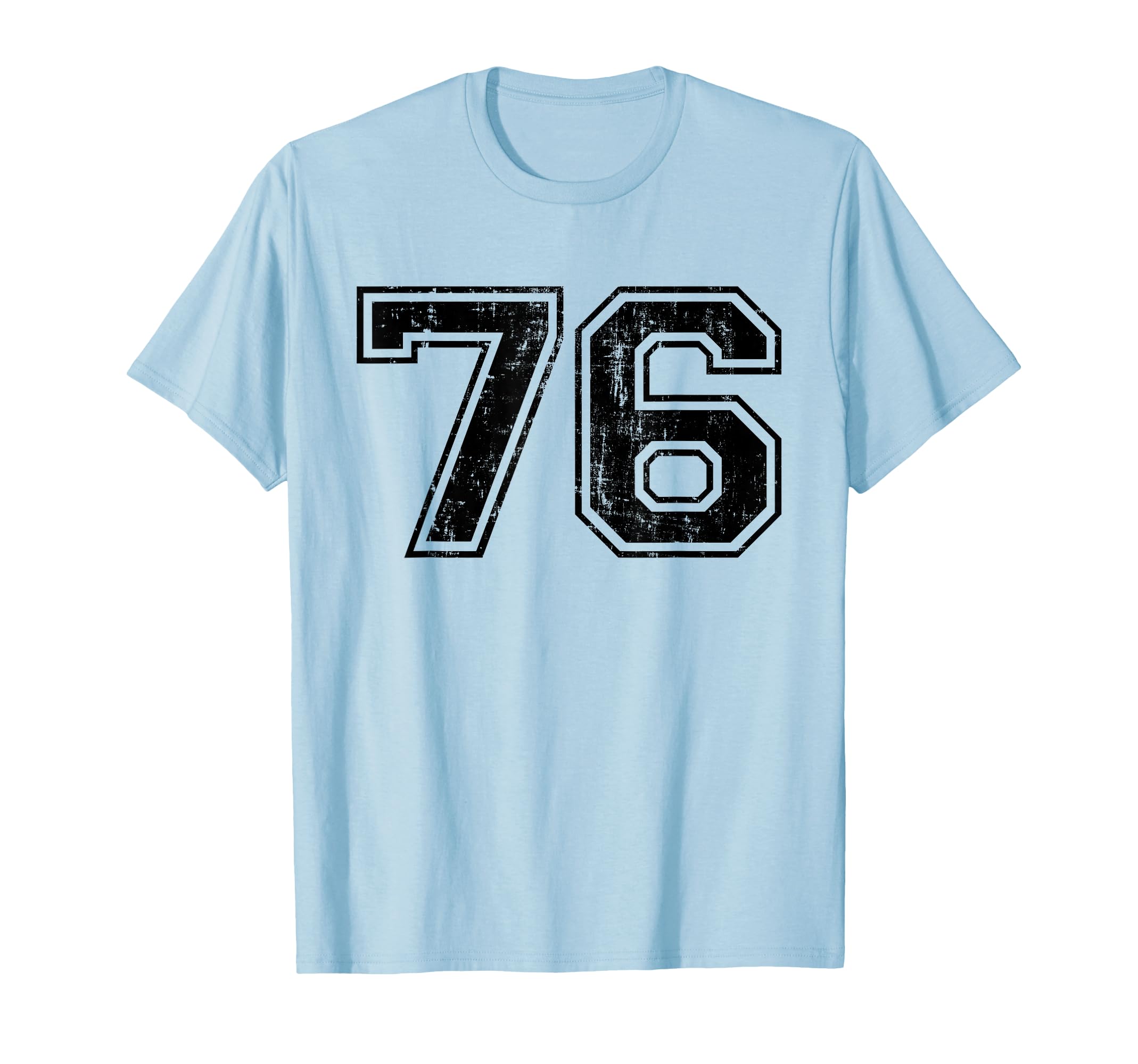 Number 76 Varsity Distressed Sport T-Shirt - Custom Art Print Men Women - T-Shirt, Sweatshirt, Hoodie