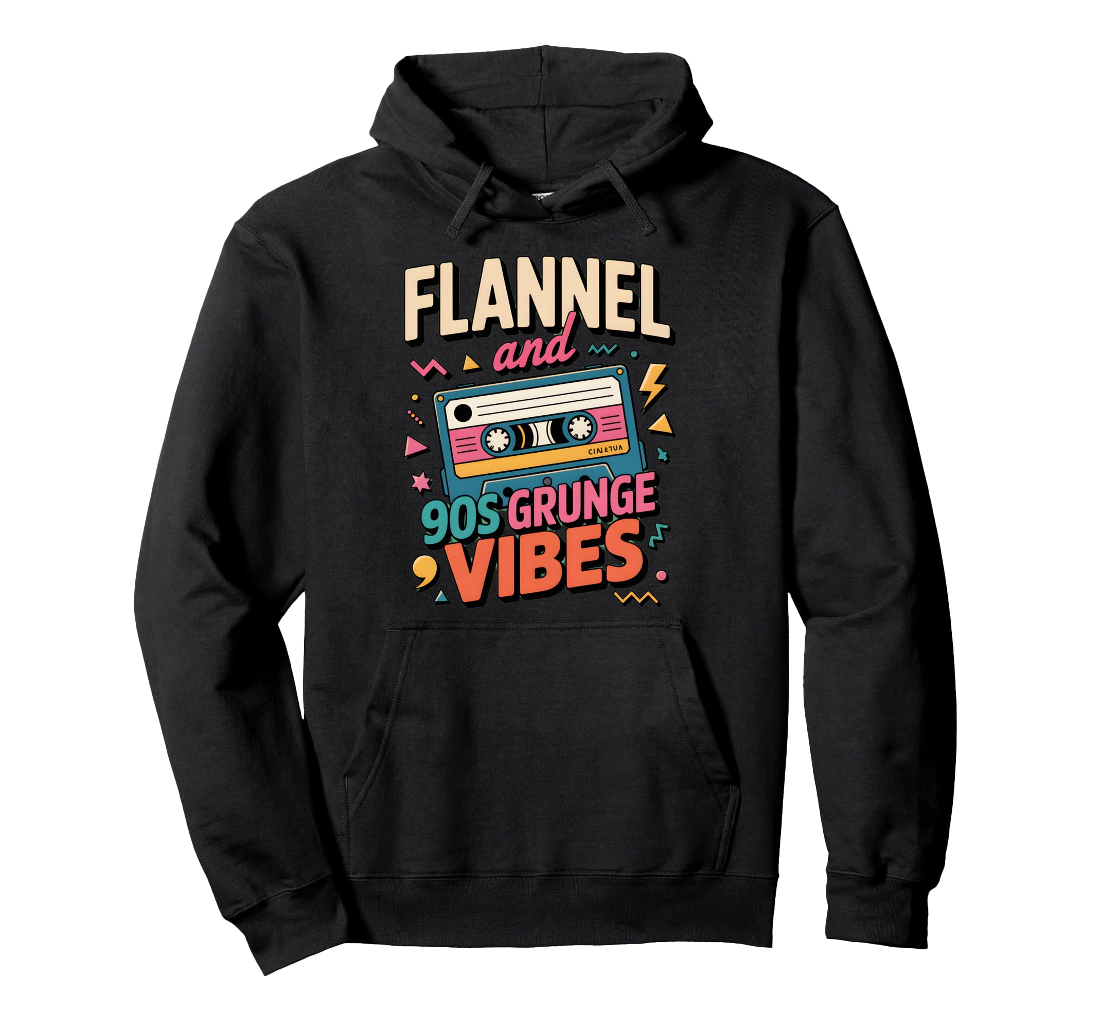 Flannel 90S Grunge Vibes Cassette Tape Pop Hoodie - Trendy Graphic Unisex - T-Shirt, Sweatshirt, Hoodie